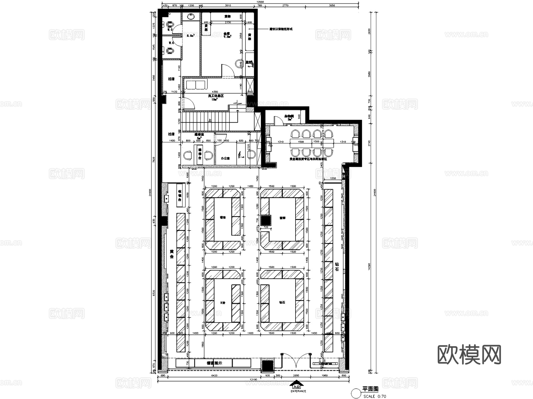 大家赢金服珠宝店室内工装CAD施工图cad施工图