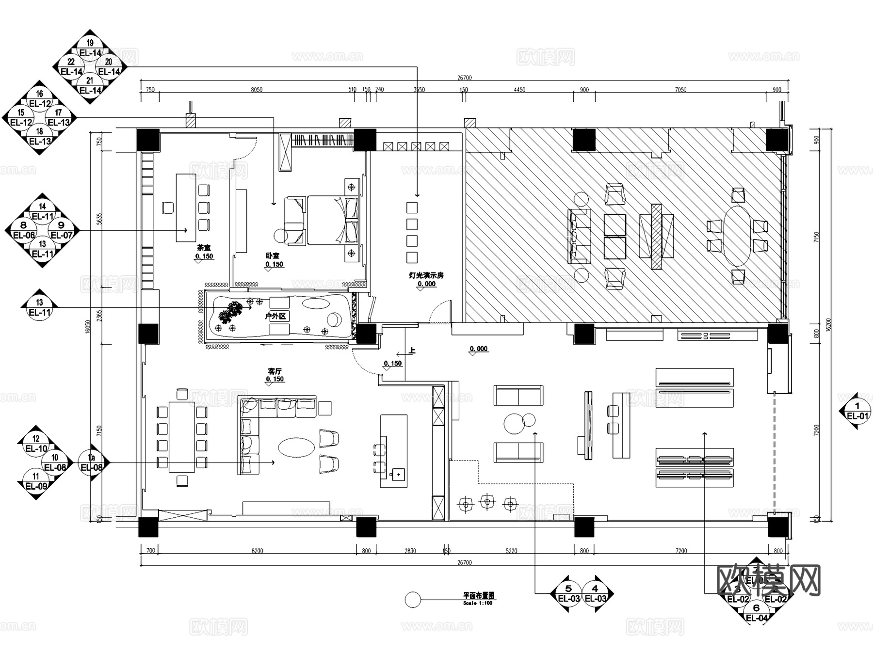 星光巨业家具灯饰展厅室内工装CAD施工图cad施工图