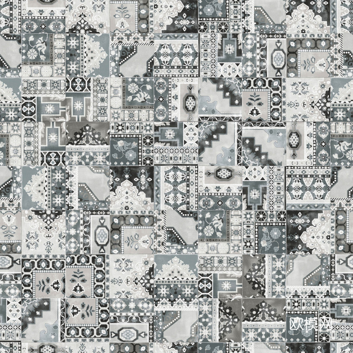 复古碎拼图案花砖瓷砖42