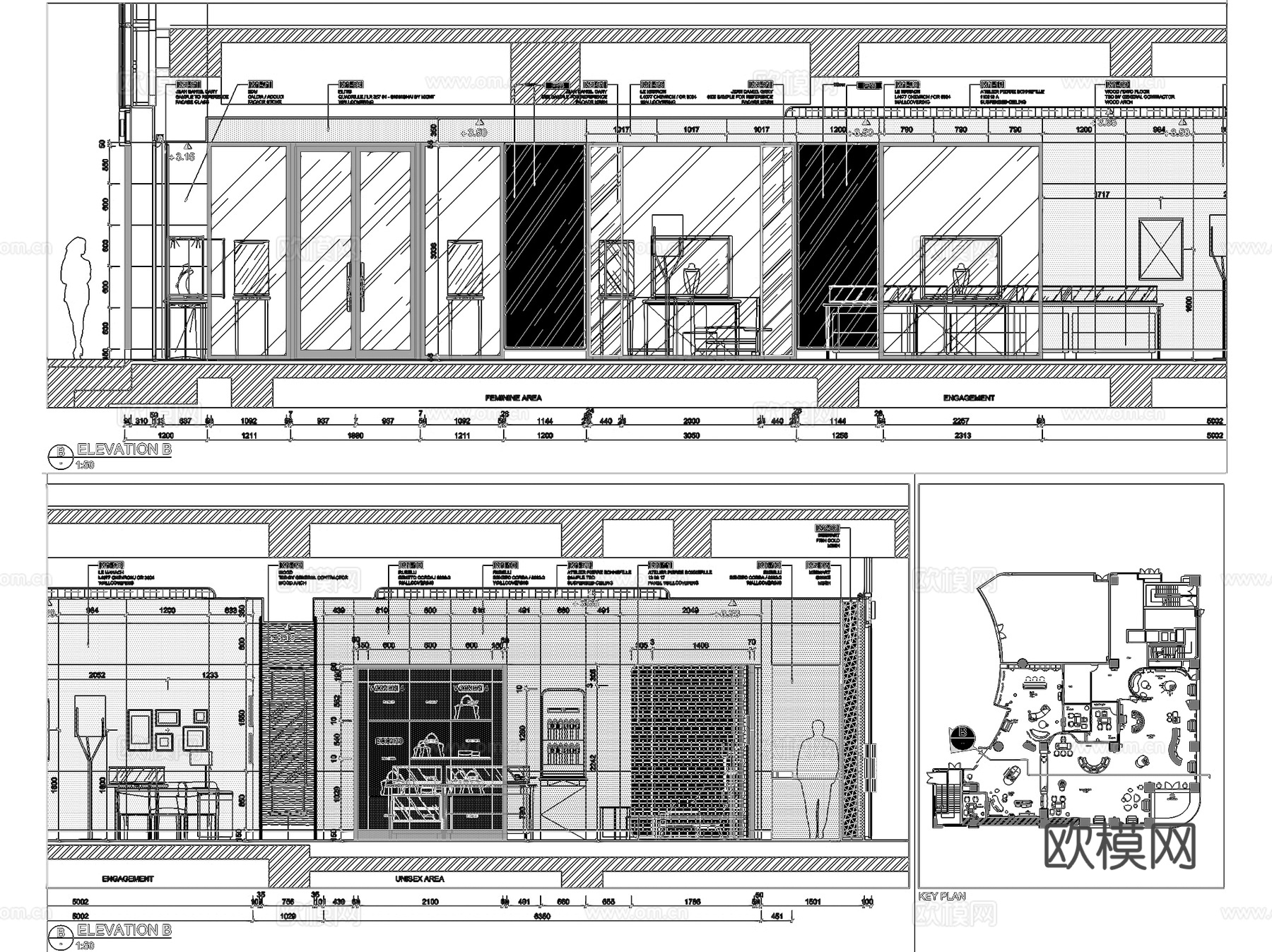 上海Cartier珠宝店室内工装CAD施工图cad施工图