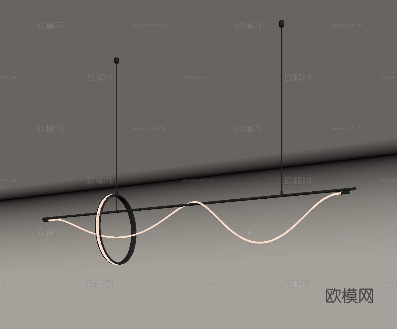 现代意式吊灯 长条吊灯su模型