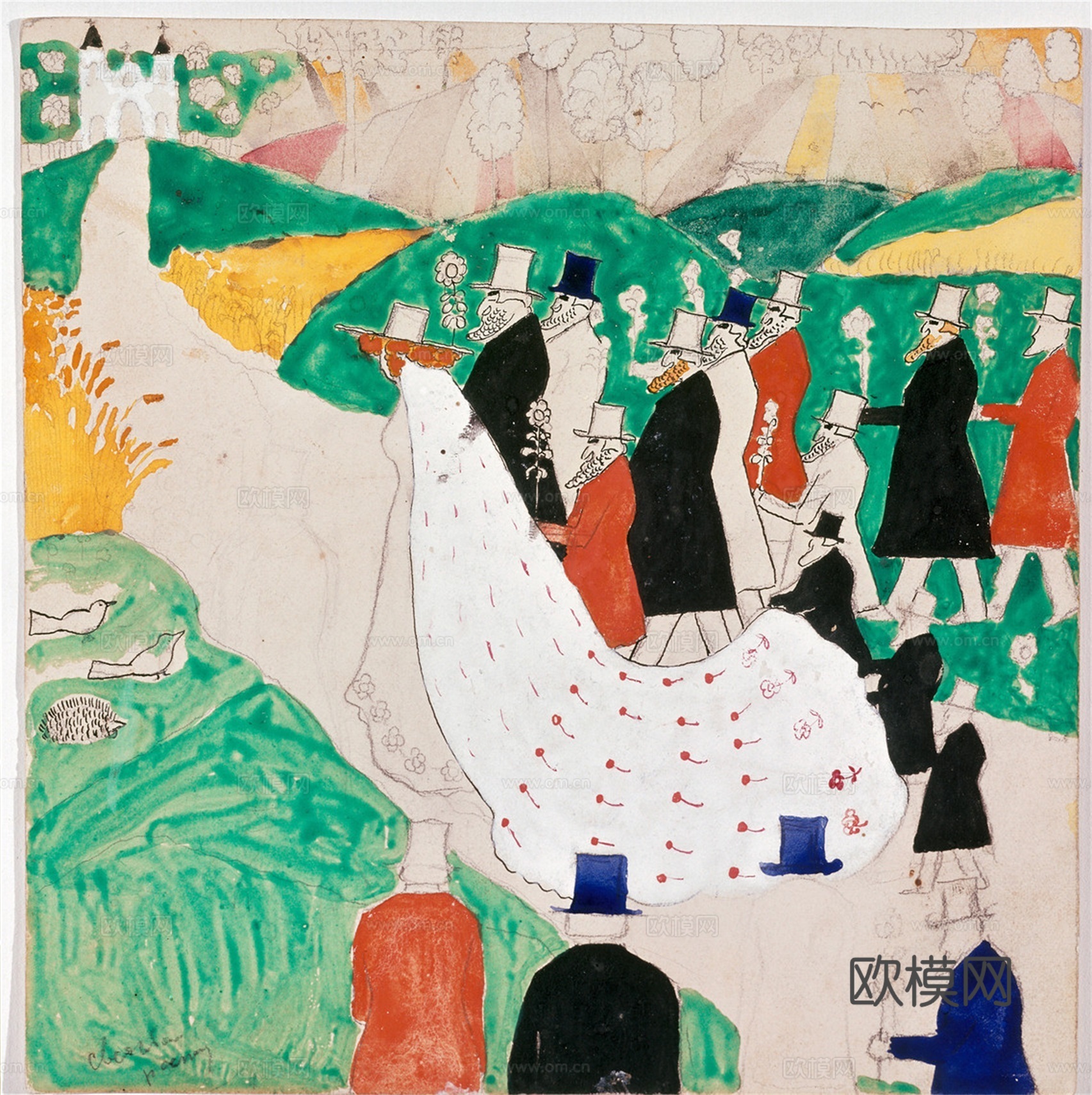 马列维奇抽象画，几何抽象装饰画150下载