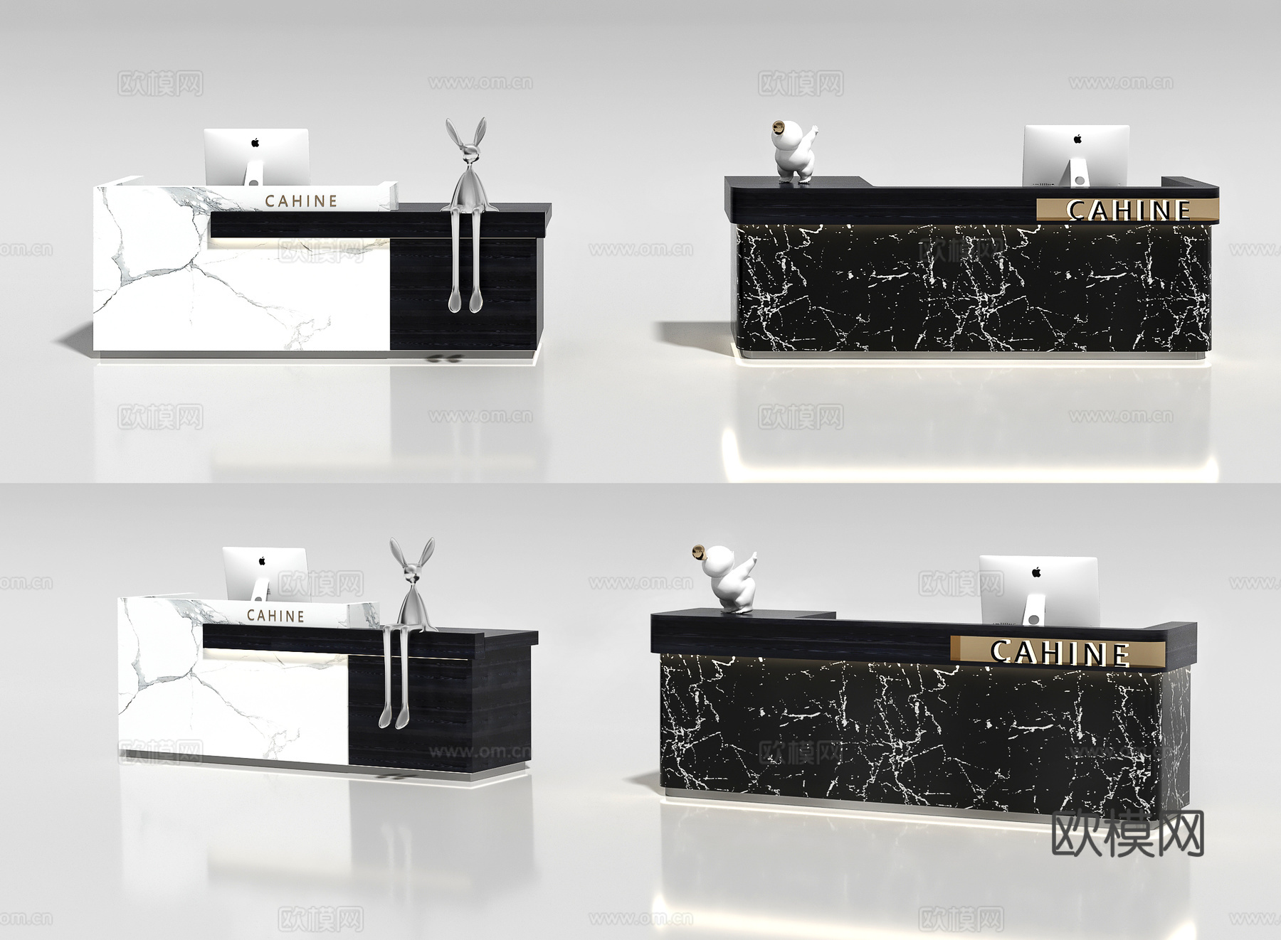 办公前台 简约前台 简约收银台 酒店前台  美容院前台su模型