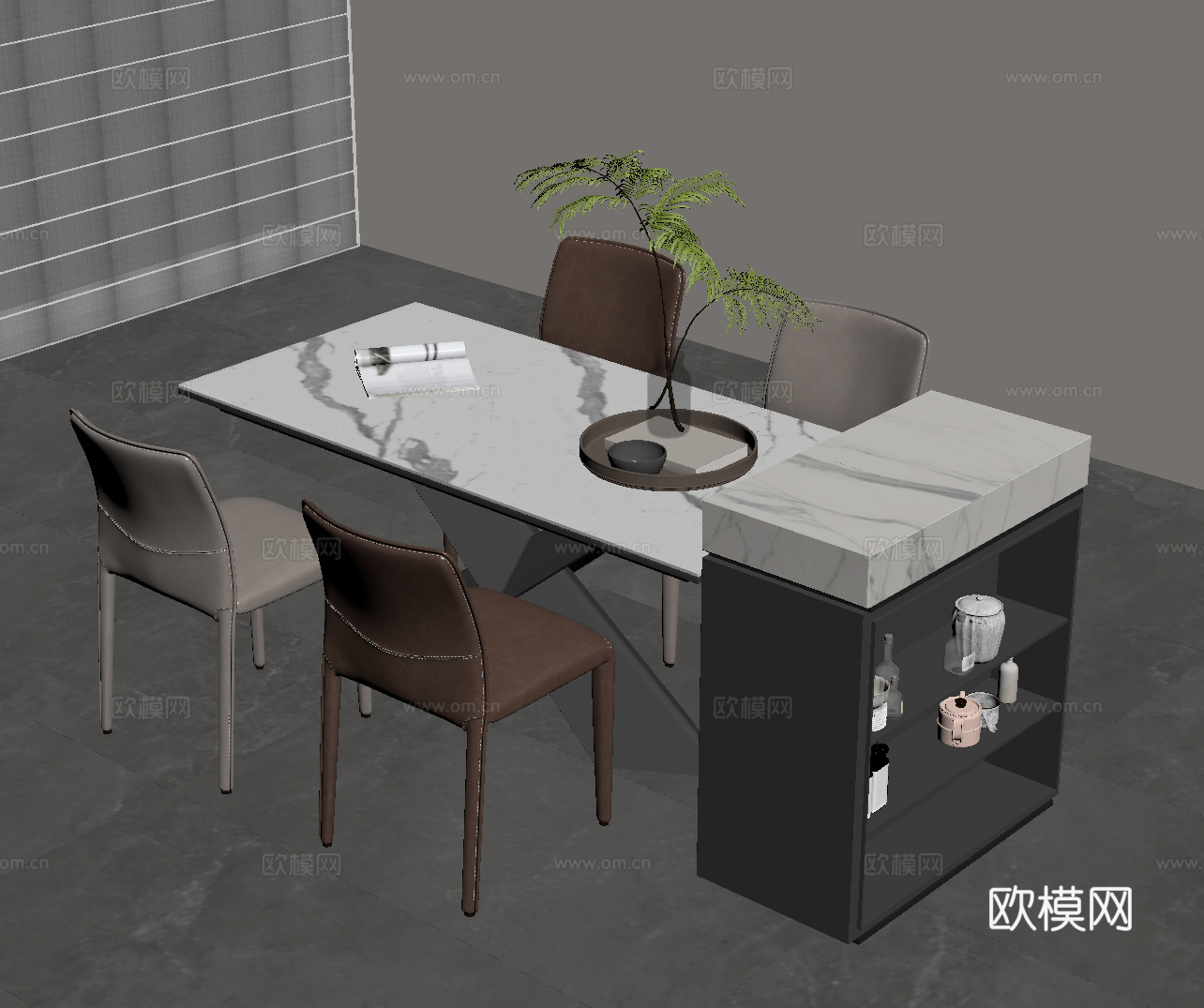 现代意式岛台su模型