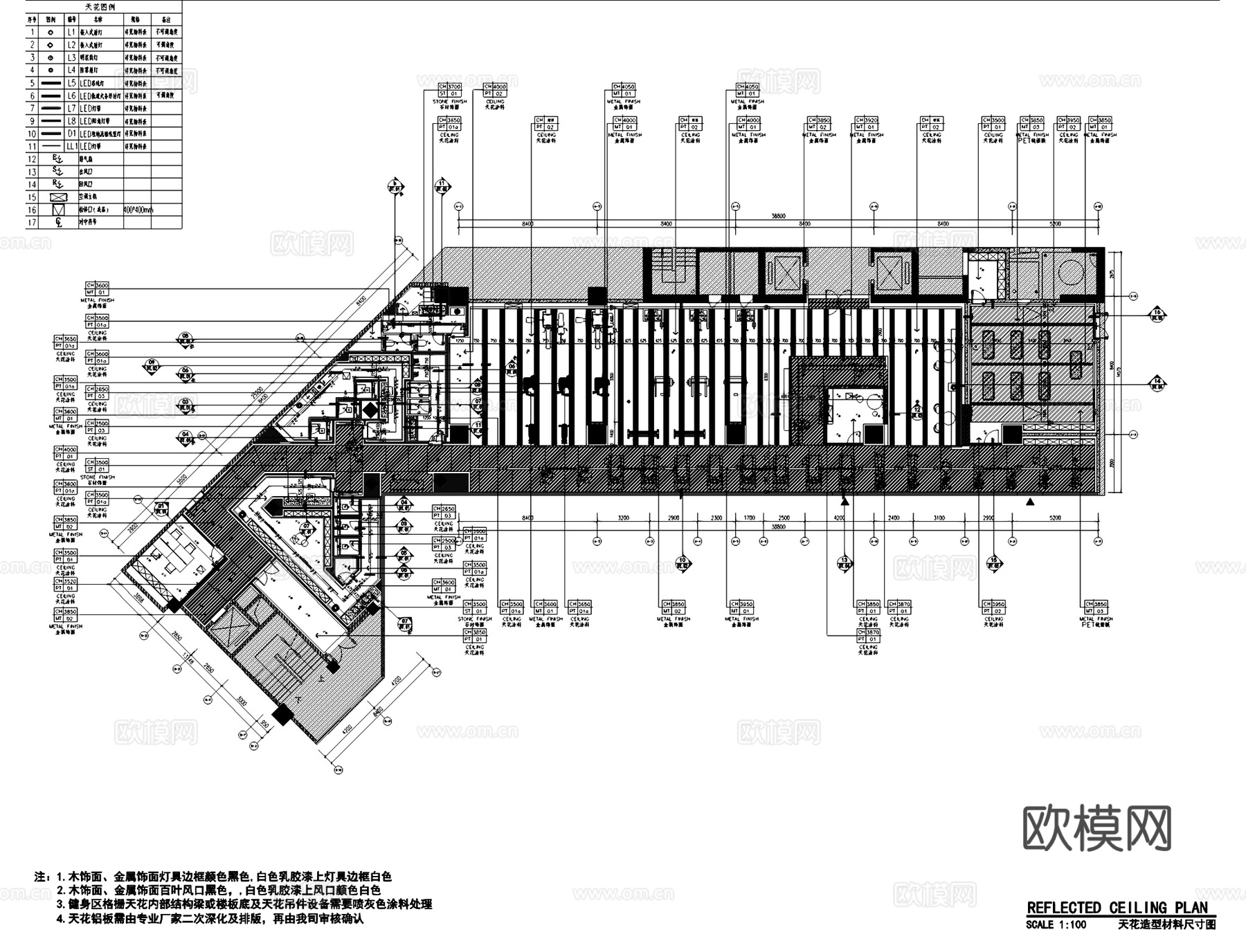 临沂奥正诚园健身房室内工装CAD施工图cad施工图