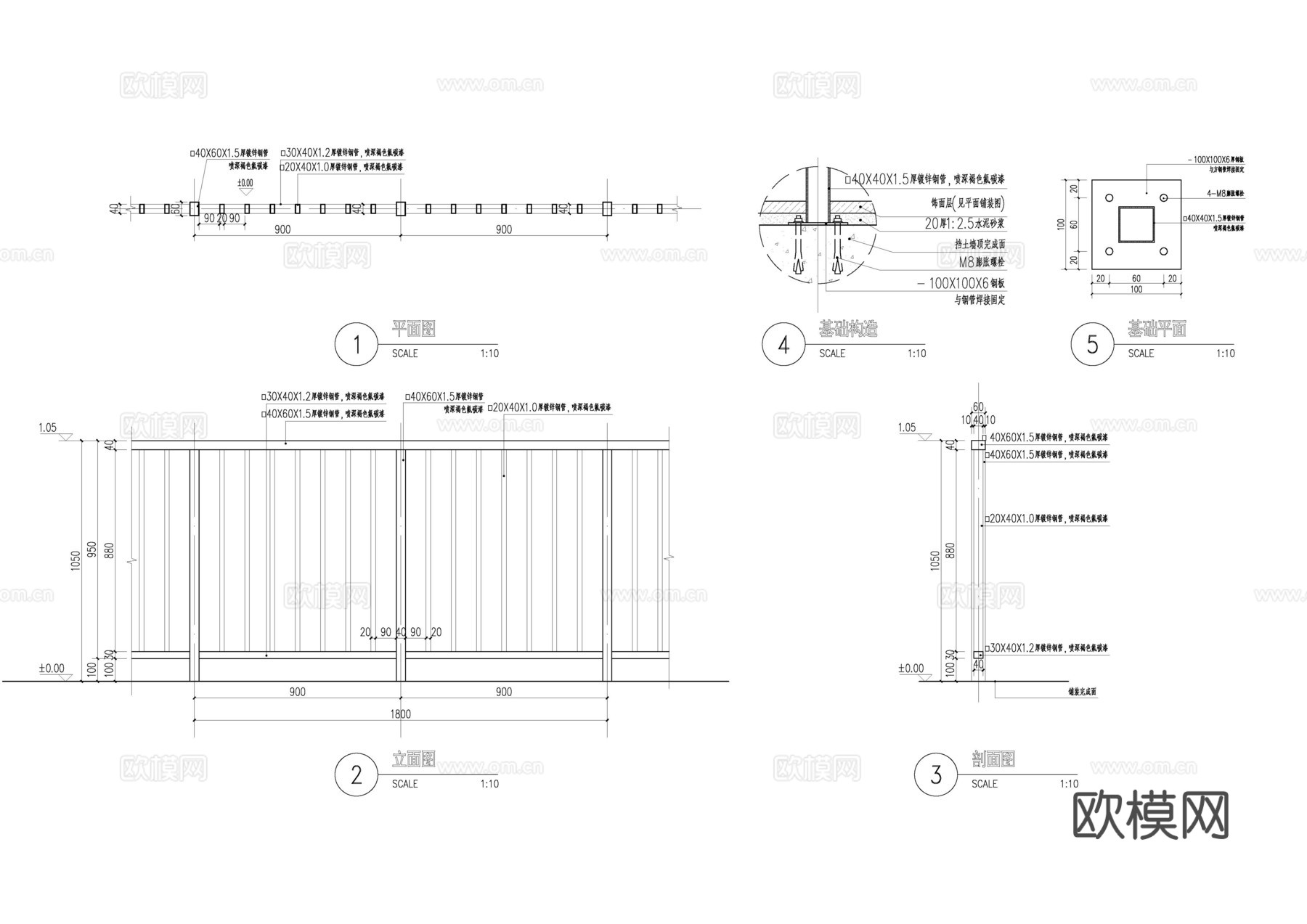 铁艺栏杆cad施工图