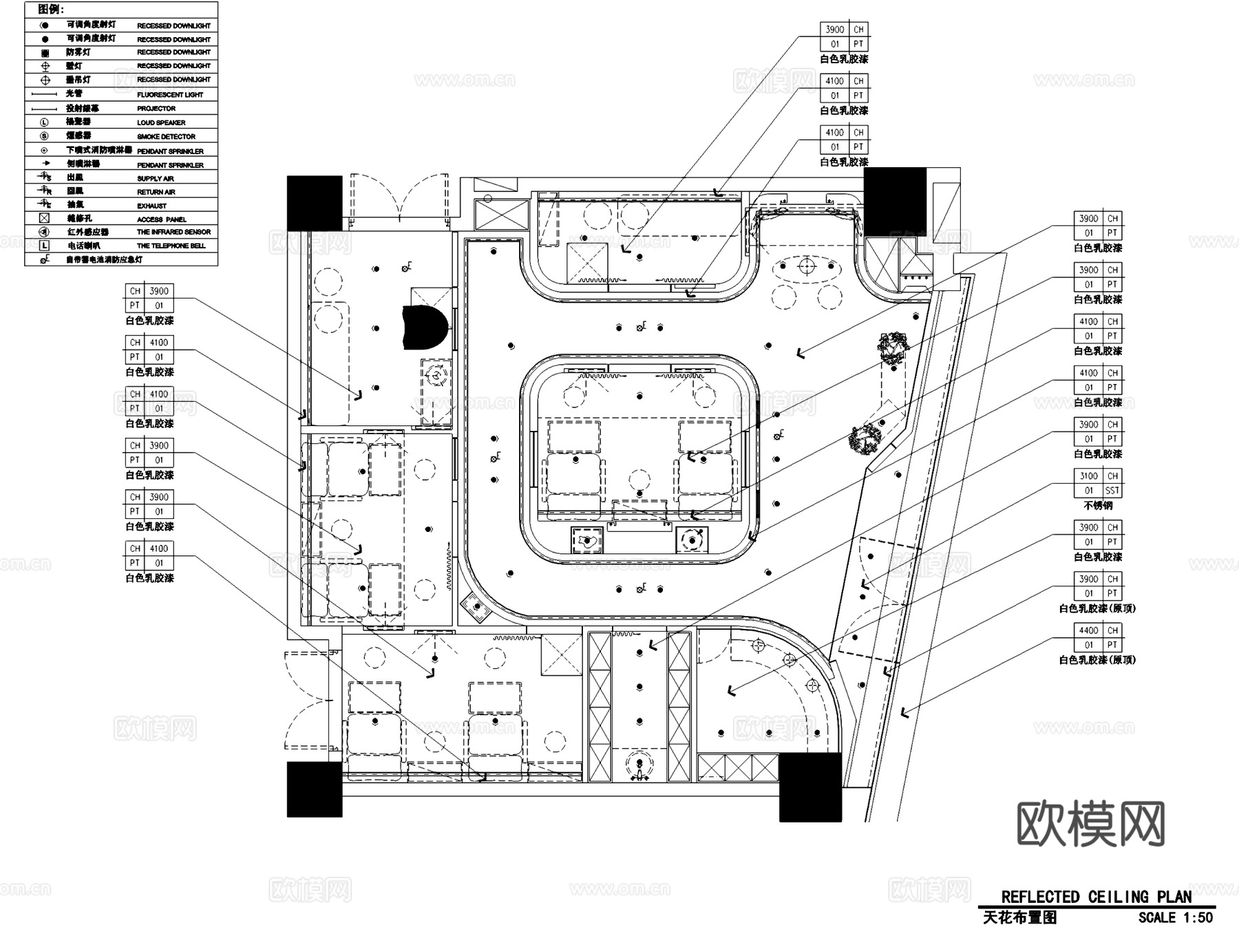 指典世家美甲美睫店室内工装CAD施工图cad施工图