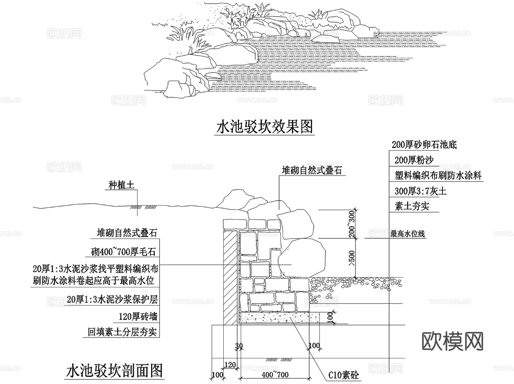 东山头村乡村公园广场小游园景观CAD施工图cad施工图