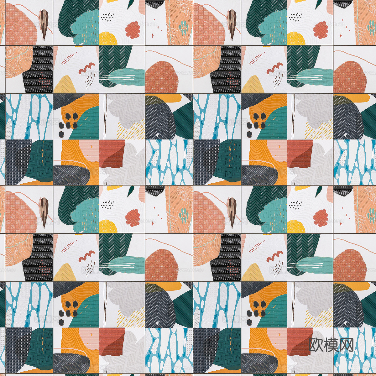 复古碎拼图案花砖瓷砖31