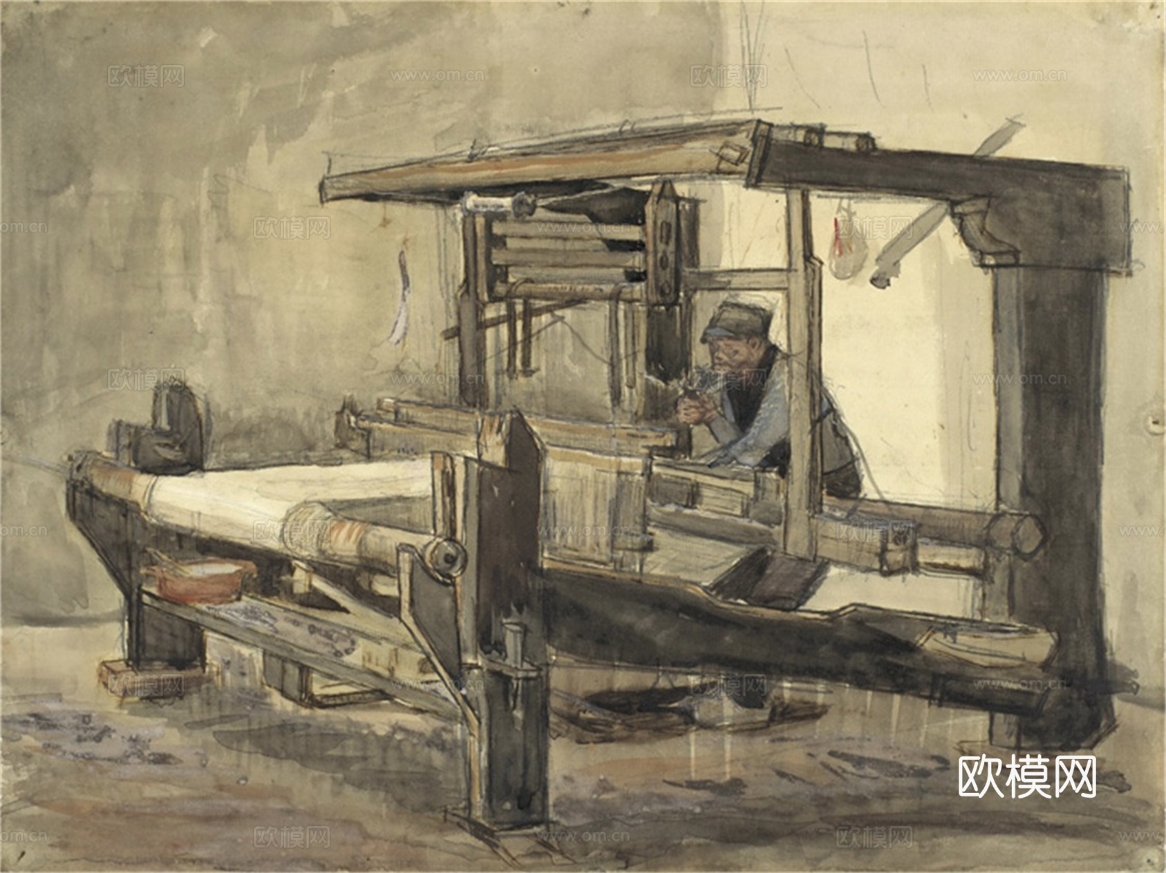 梵高后印象派素描绘画作品，现代世界经典名画620 梵高 We