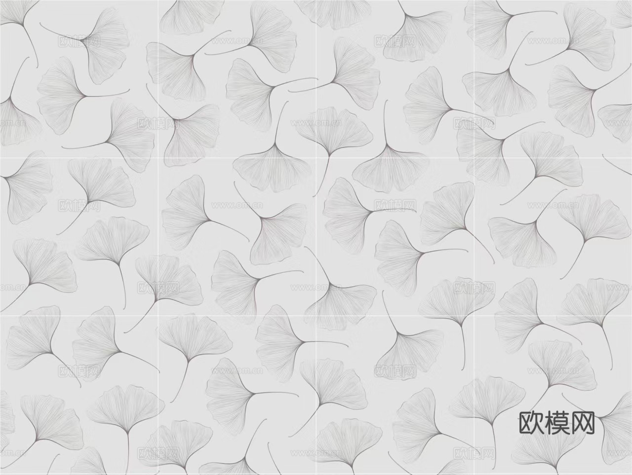 无缝灰白色银杏叶花砖贴图