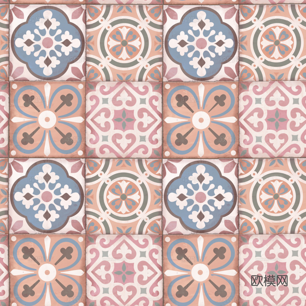 复古碎拼图案花砖瓷砖23
