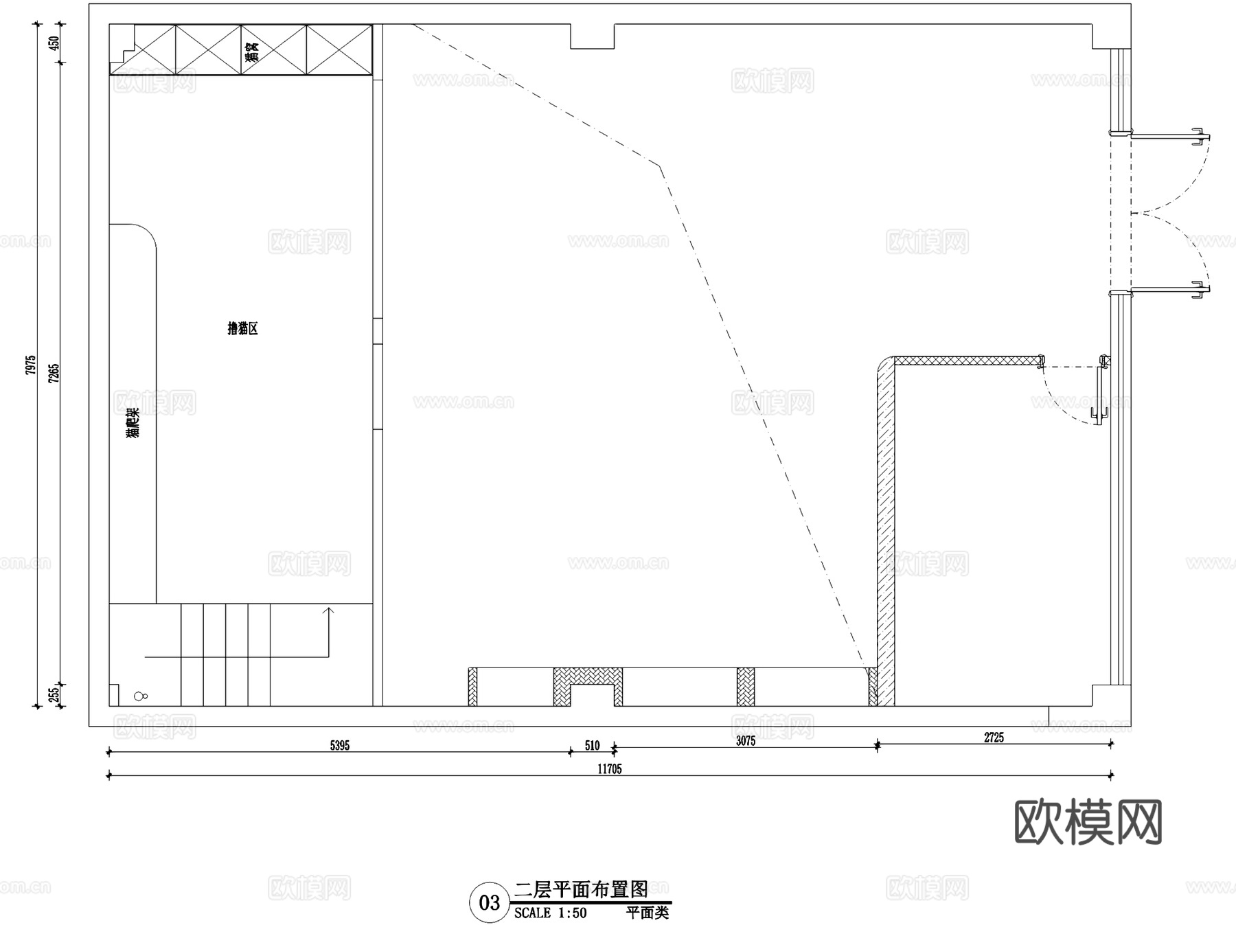 猫咖狗咖宠物用品店室内工装CAD施工图cad施工图