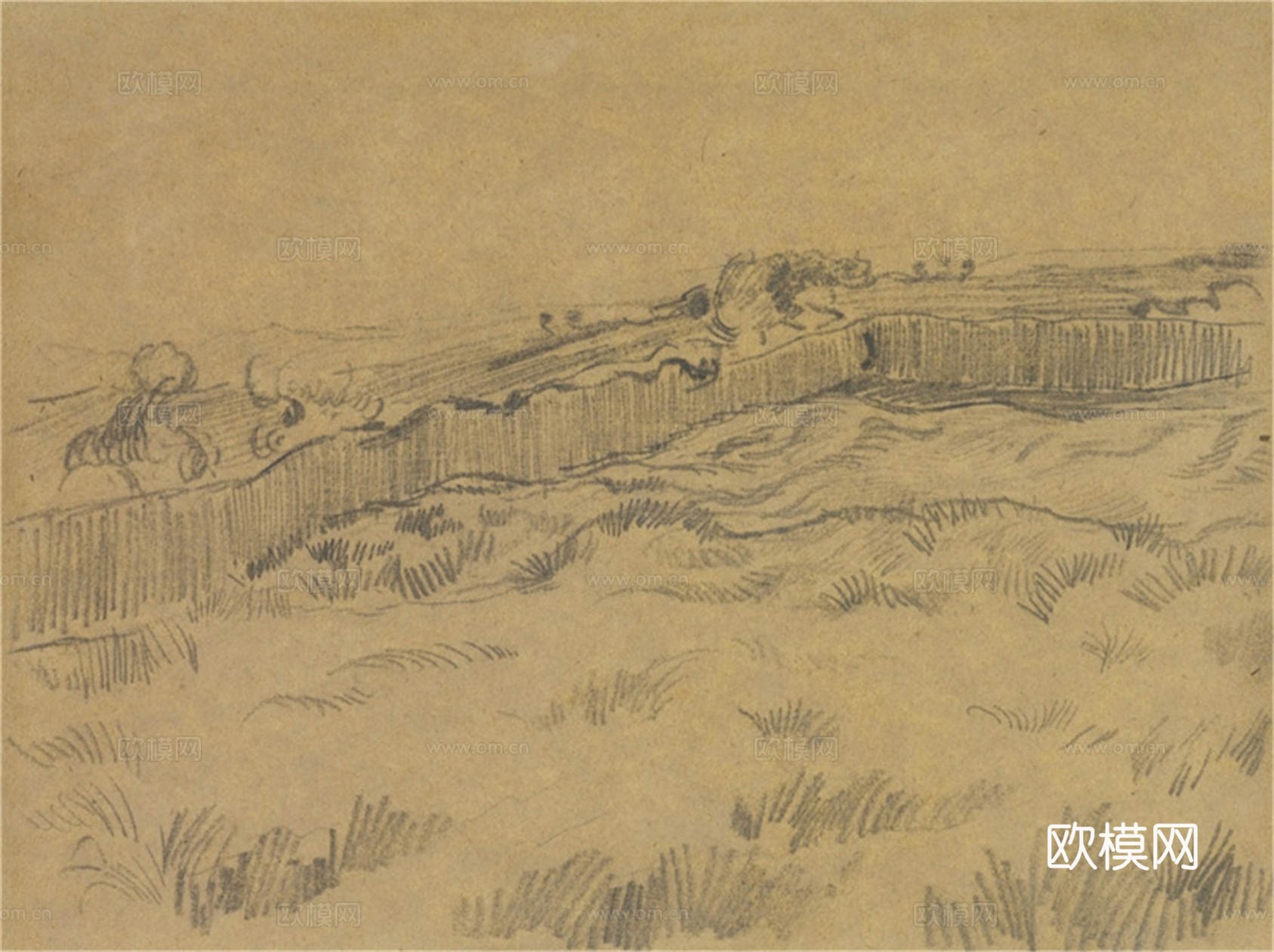 梵高后印象派素描绘画作品，现代世界经典名画614 梵高 VI