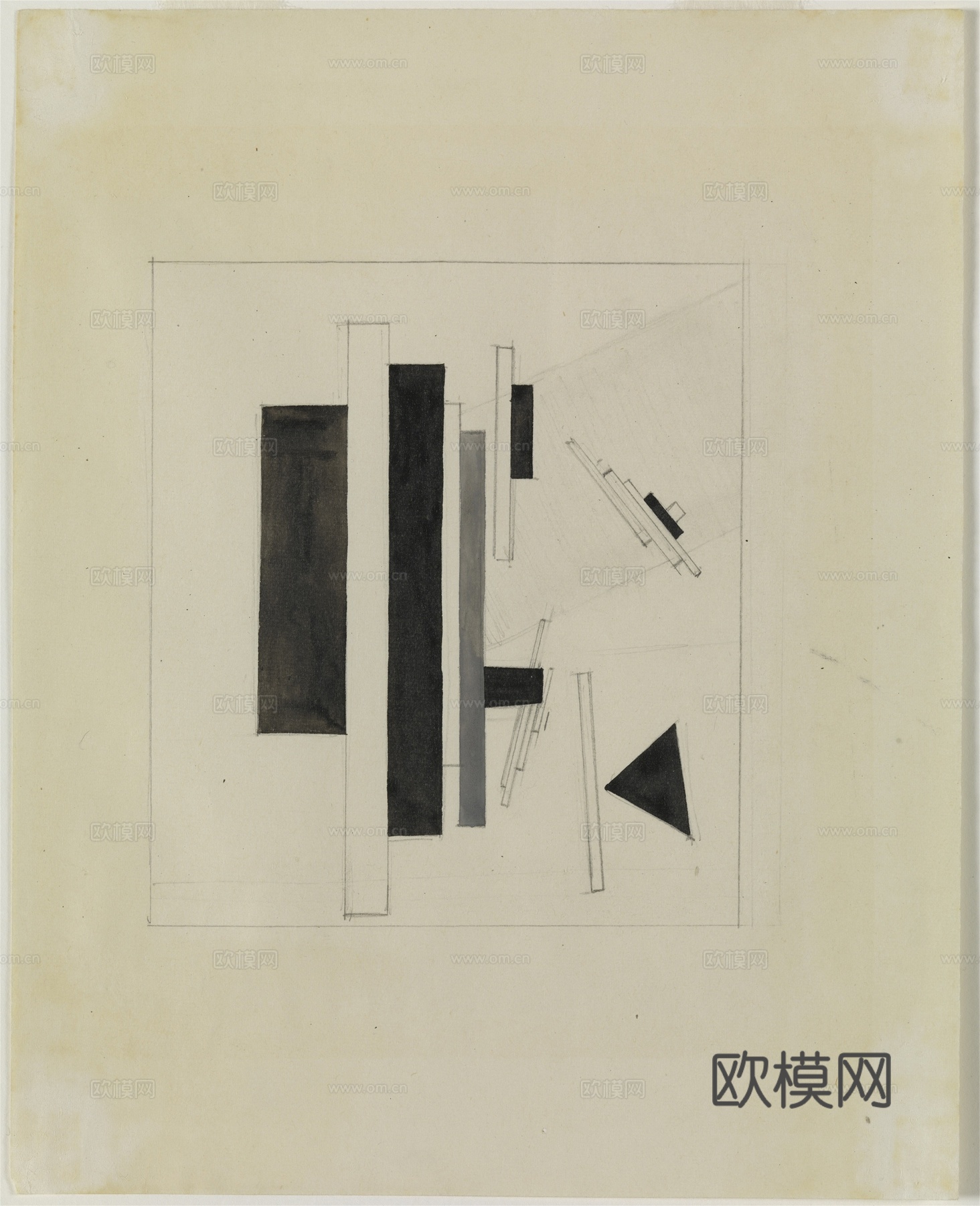 马列维奇抽象画，几何抽象装饰画5下载