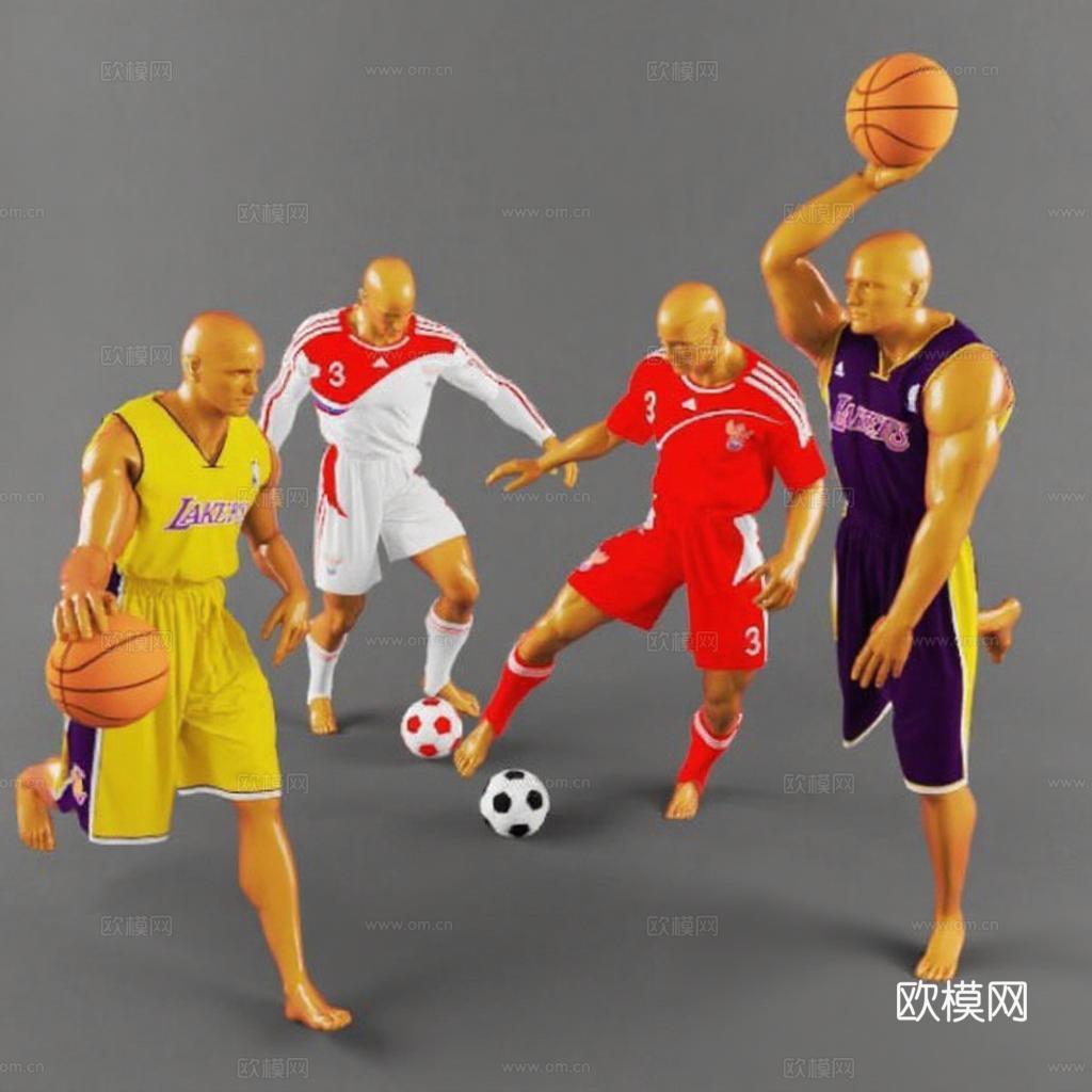 篮球足球3D人物模型 数字艺术游戏角色设计 运动竞技角色资产 游戏开发资源免费3d模型