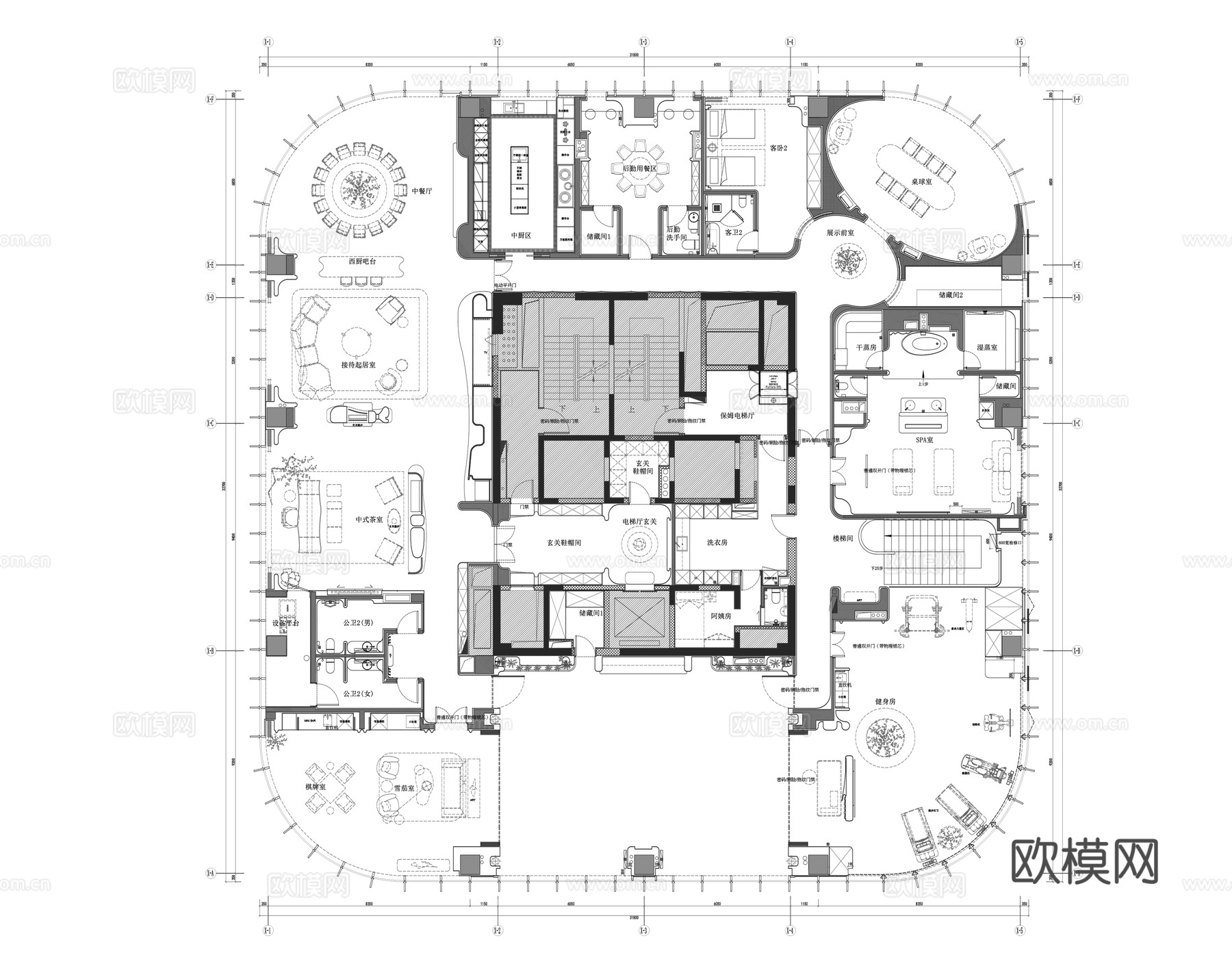 950平大平层设计cad施工图
