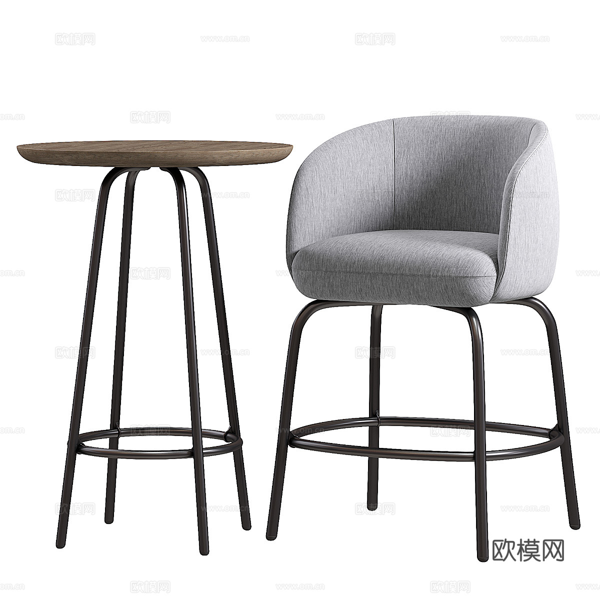 Nest Kruk现代边几与椅3d模型下载（渲染图3）