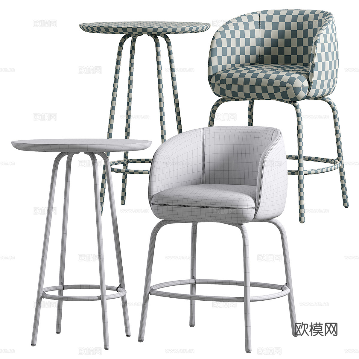 Nest Kruk现代边几与椅3d模型下载（渲染图5）