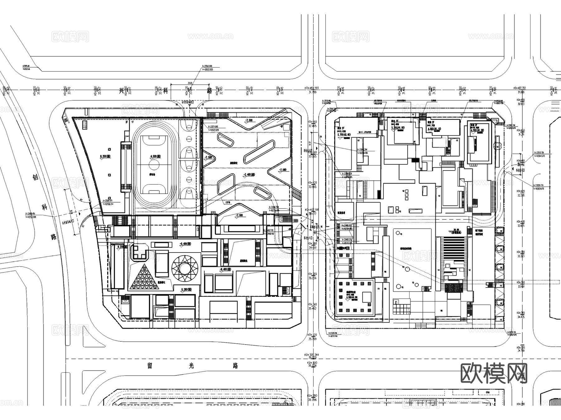 万科云城留仙洞总部产业园规划景观平面CAD施工图cad施工图