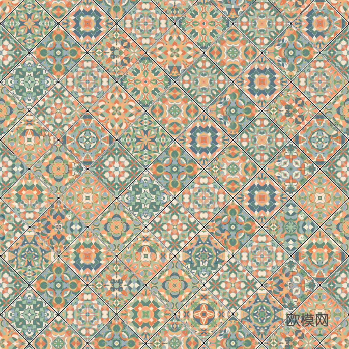 复古艺术几何图案瓷砖花砖9
