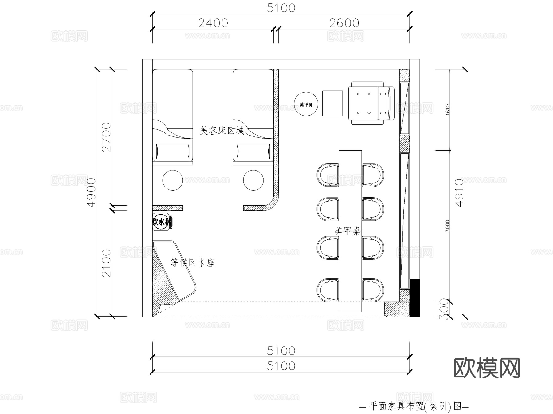 侘寂风美甲美睫纹绣店室内工装CAD施工图cad施工图