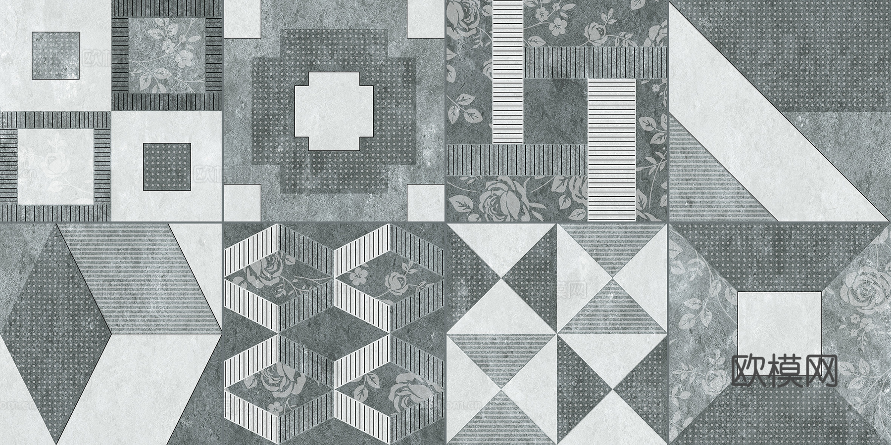 复古碎拼图案花砖瓷砖53