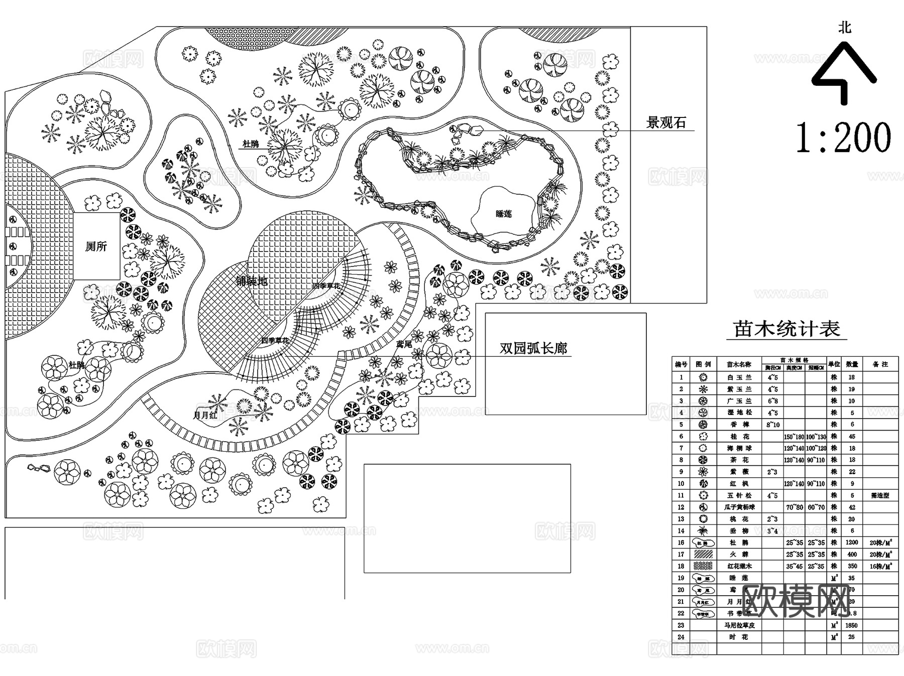 东山头村乡村公园广场小游园景观CAD施工图cad施工图