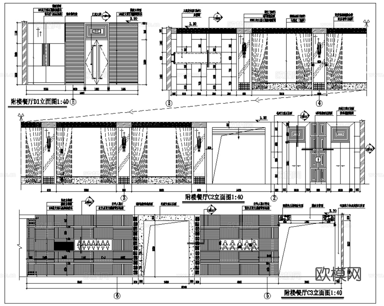 23套酒店餐厅全日餐厅自助餐厅CAD施工图最新整理合集cad施工图