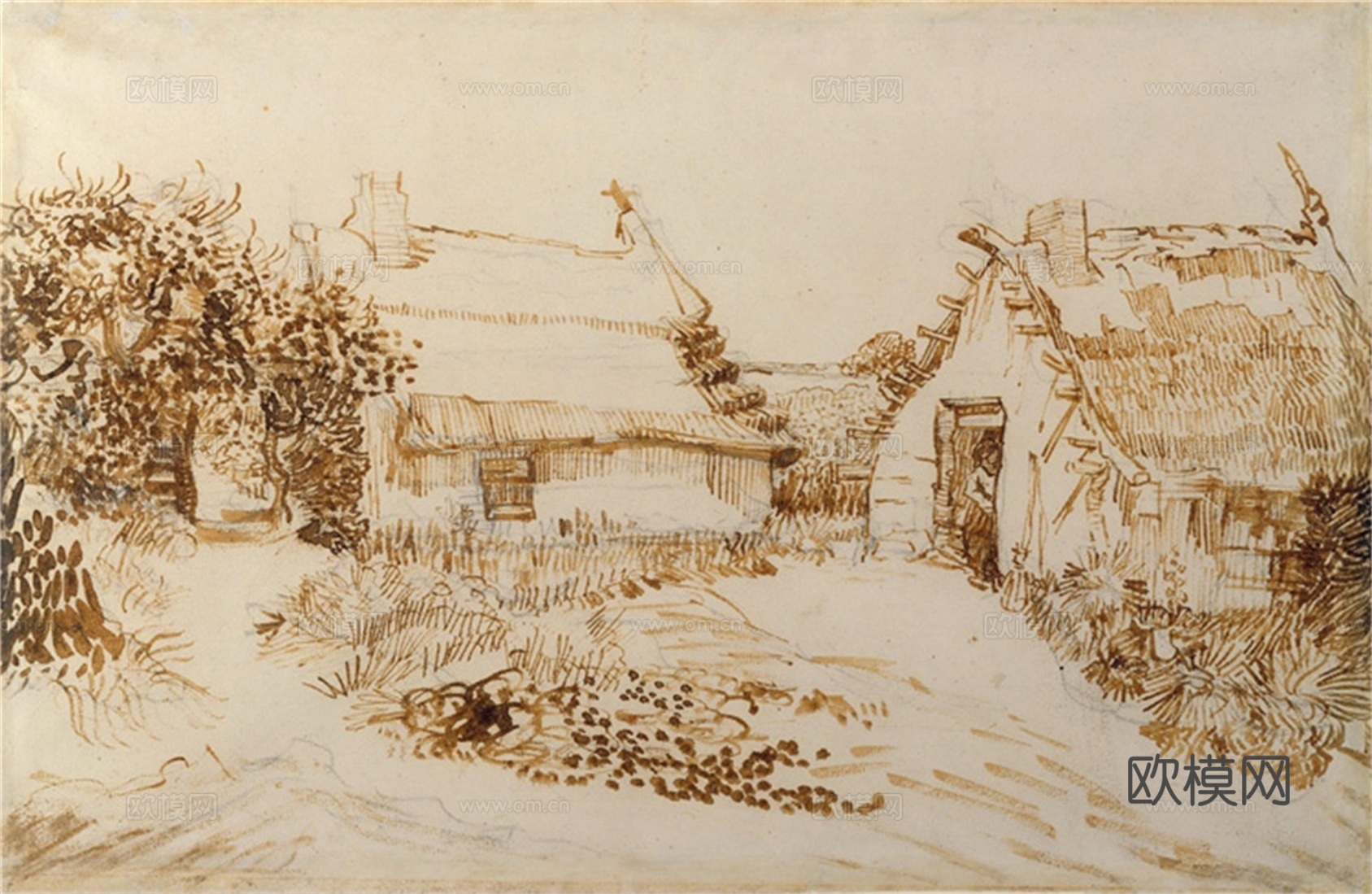 梵高后印象派素描绘画作品，现代世界经典名画601 梵高 Tw