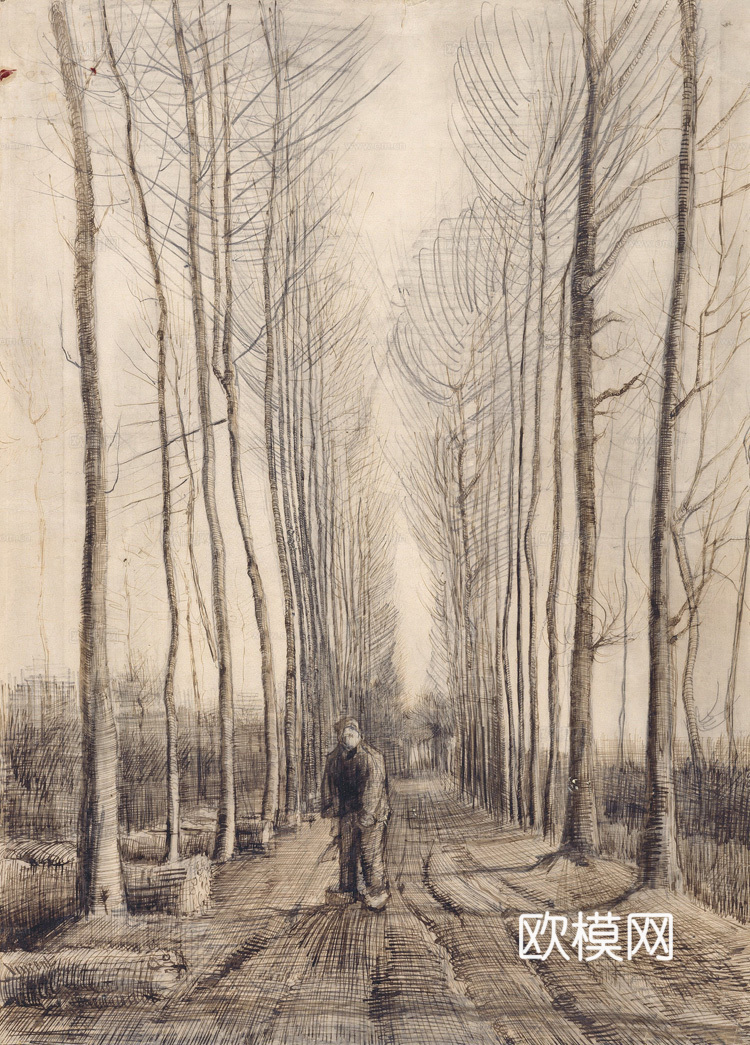 梵高后印象派素描绘画作品，现代世界经典名画502 梵高 Av