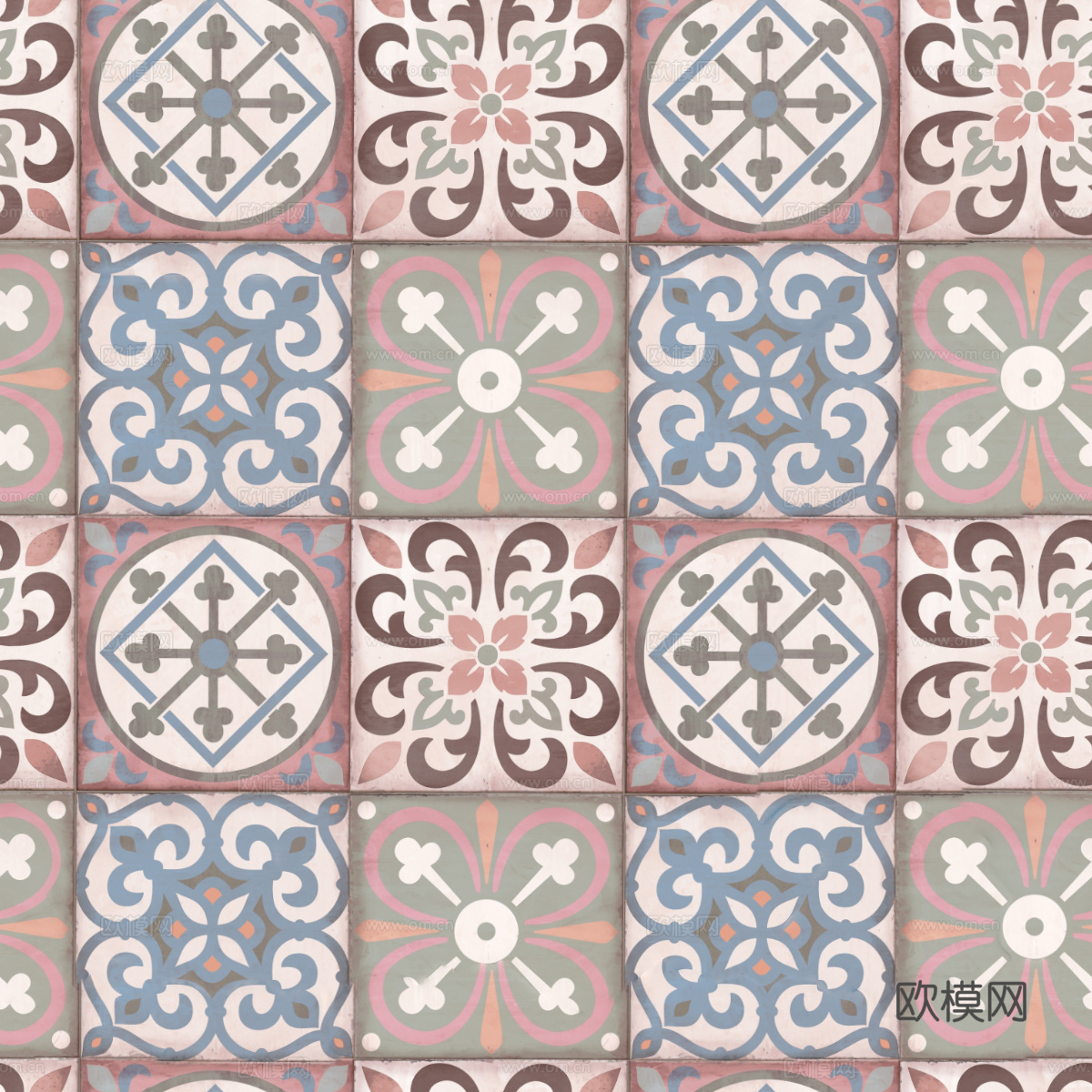 复古碎拼图案花砖瓷砖26