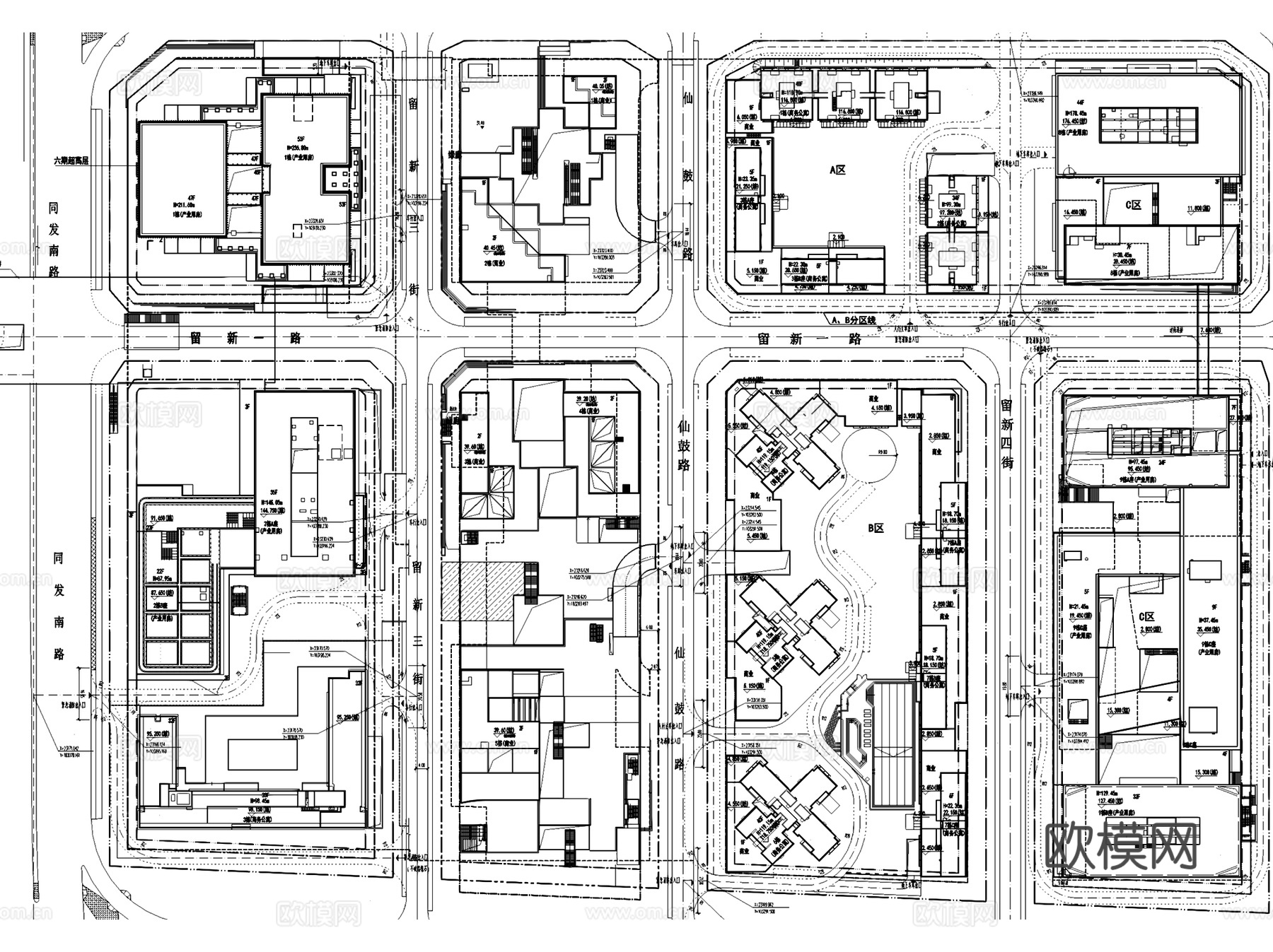 万科云城留仙洞总部产业园规划景观平面CAD施工图cad施工图