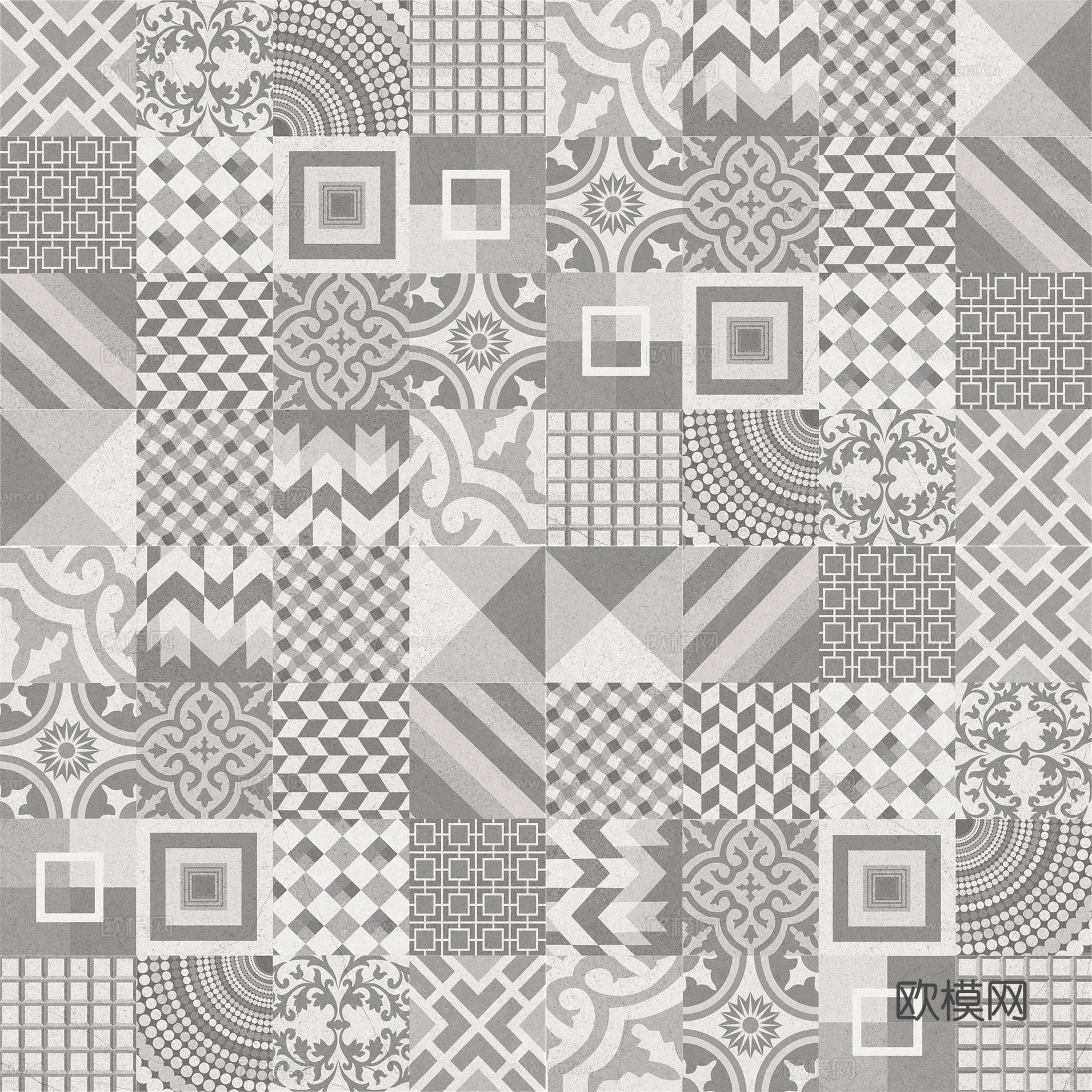 复古碎拼图案花砖瓷砖55