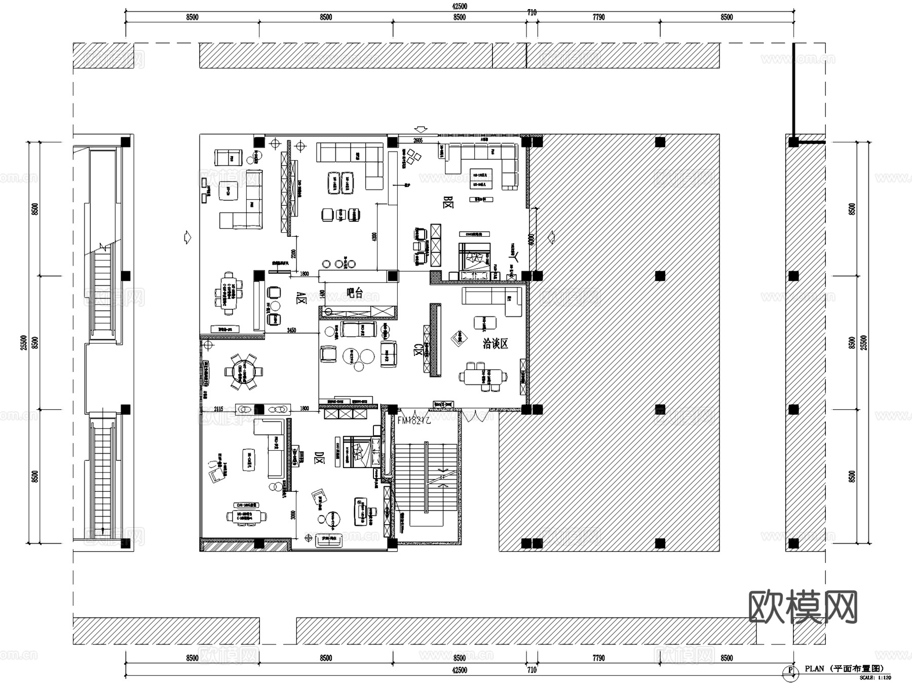方内家具旗舰店展厅室内工装CAD施工图cad施工图