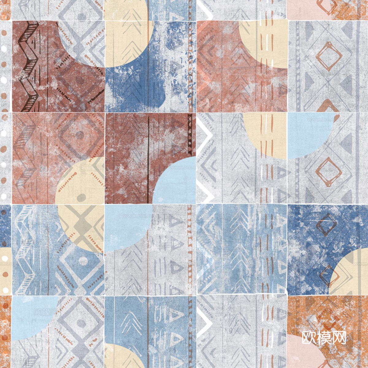 复古碎拼图案花砖瓷砖44