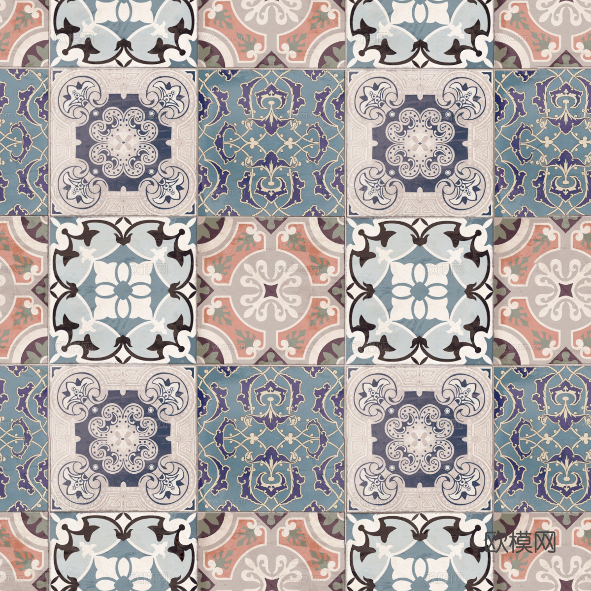 复古碎拼图案花砖瓷砖20