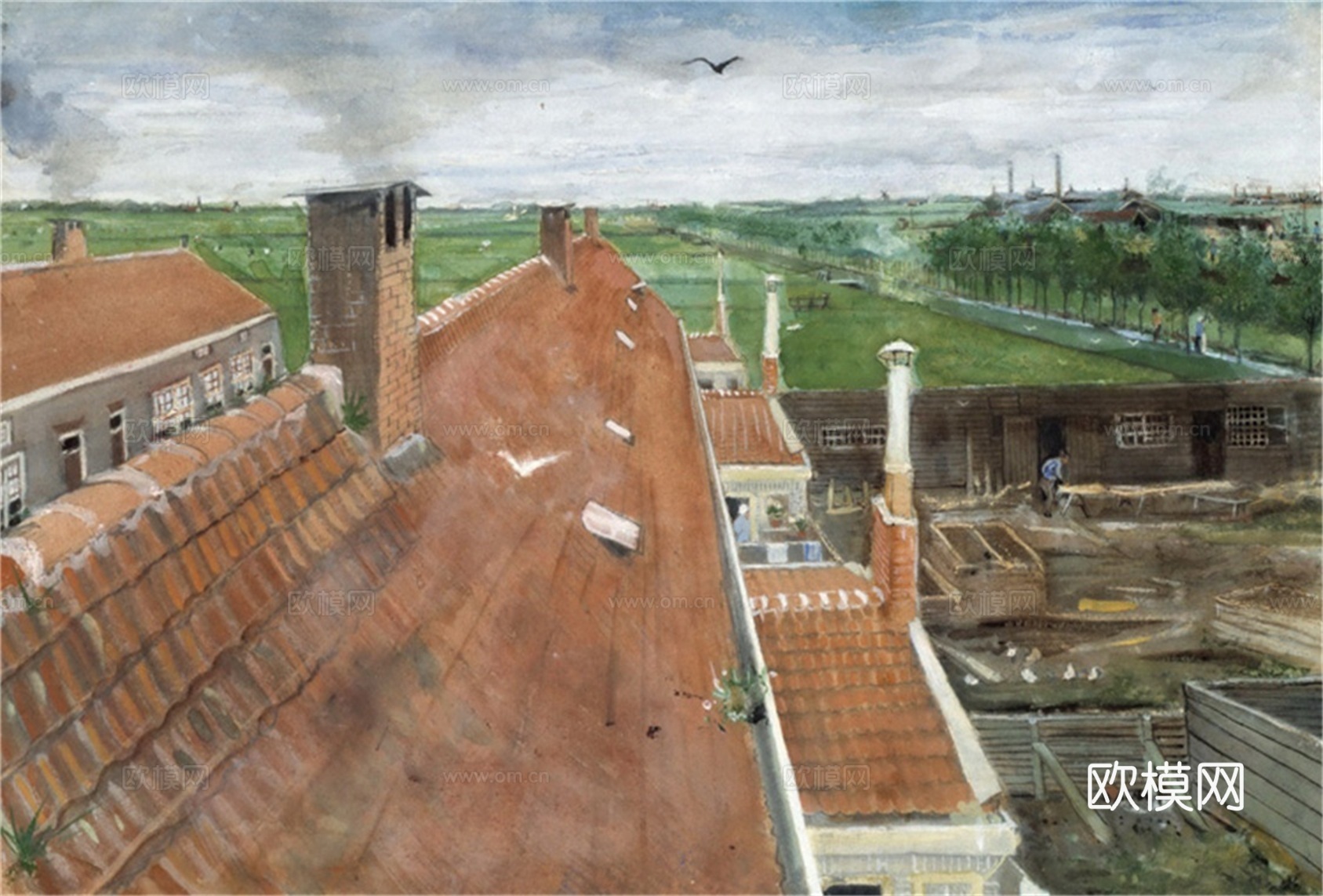 梵高后印象派素描绘画作品，现代世界经典名画605 梵高 Vi