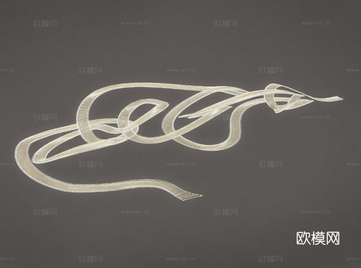 抽象金属丝带3D模型 数字雕塑艺术设计 现代简约未来主义视觉 高光纹理概念创作免费3d模型下载