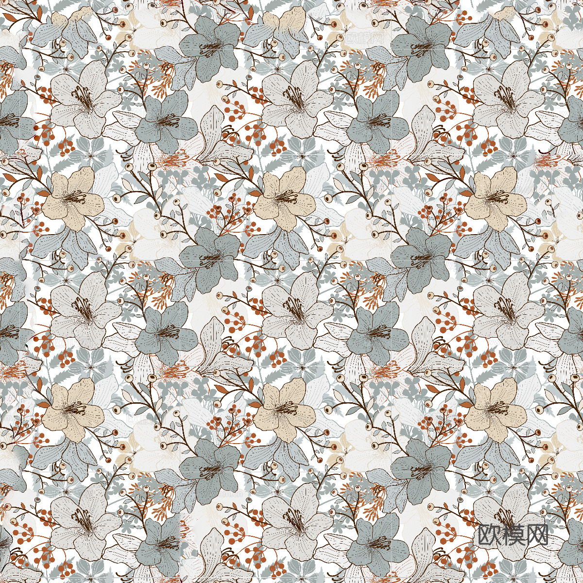 复古植物自然图案花砖瓷砖9