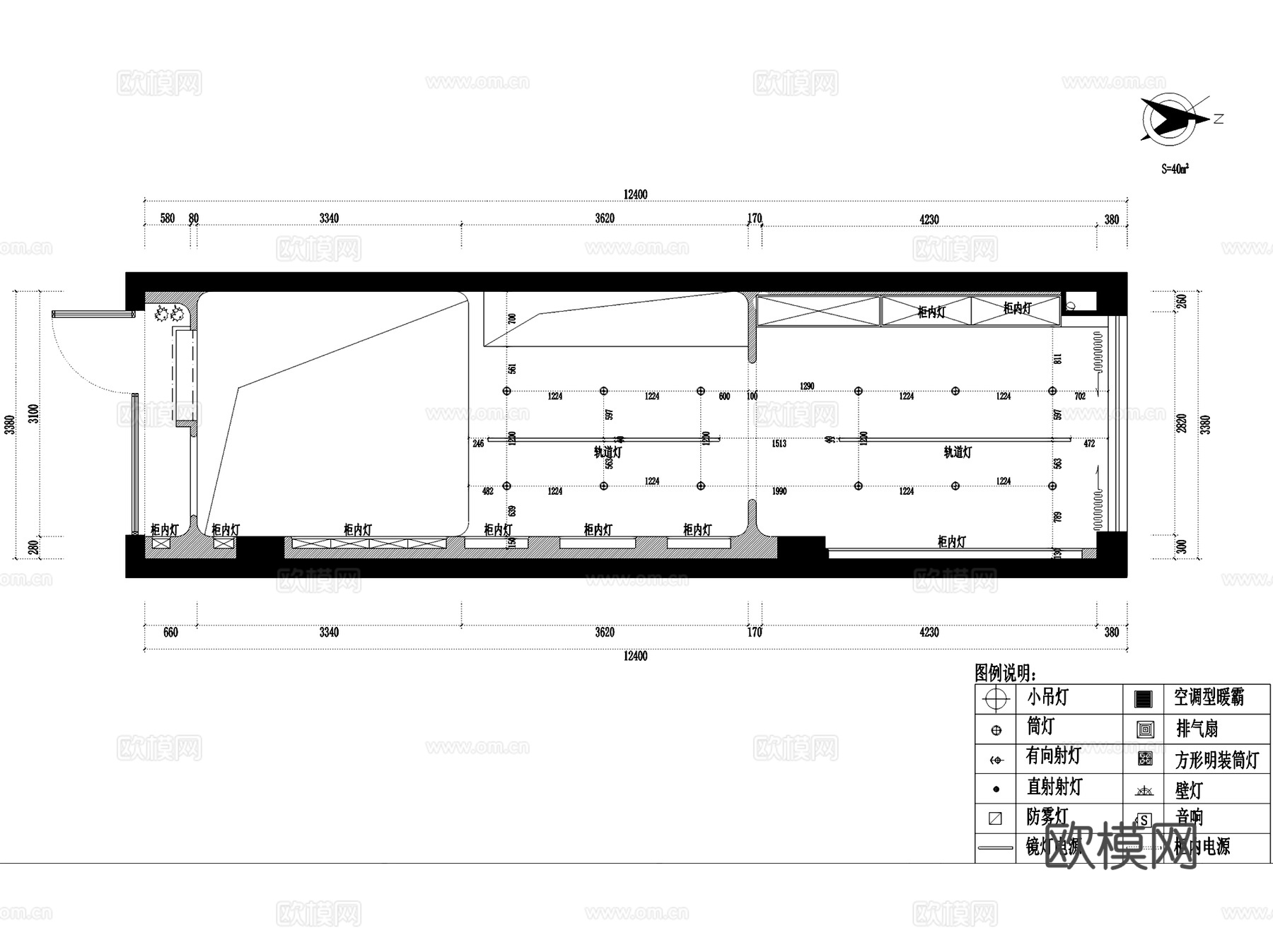 东兰路奶油风美甲店室内工装CAD施工图cad施工图