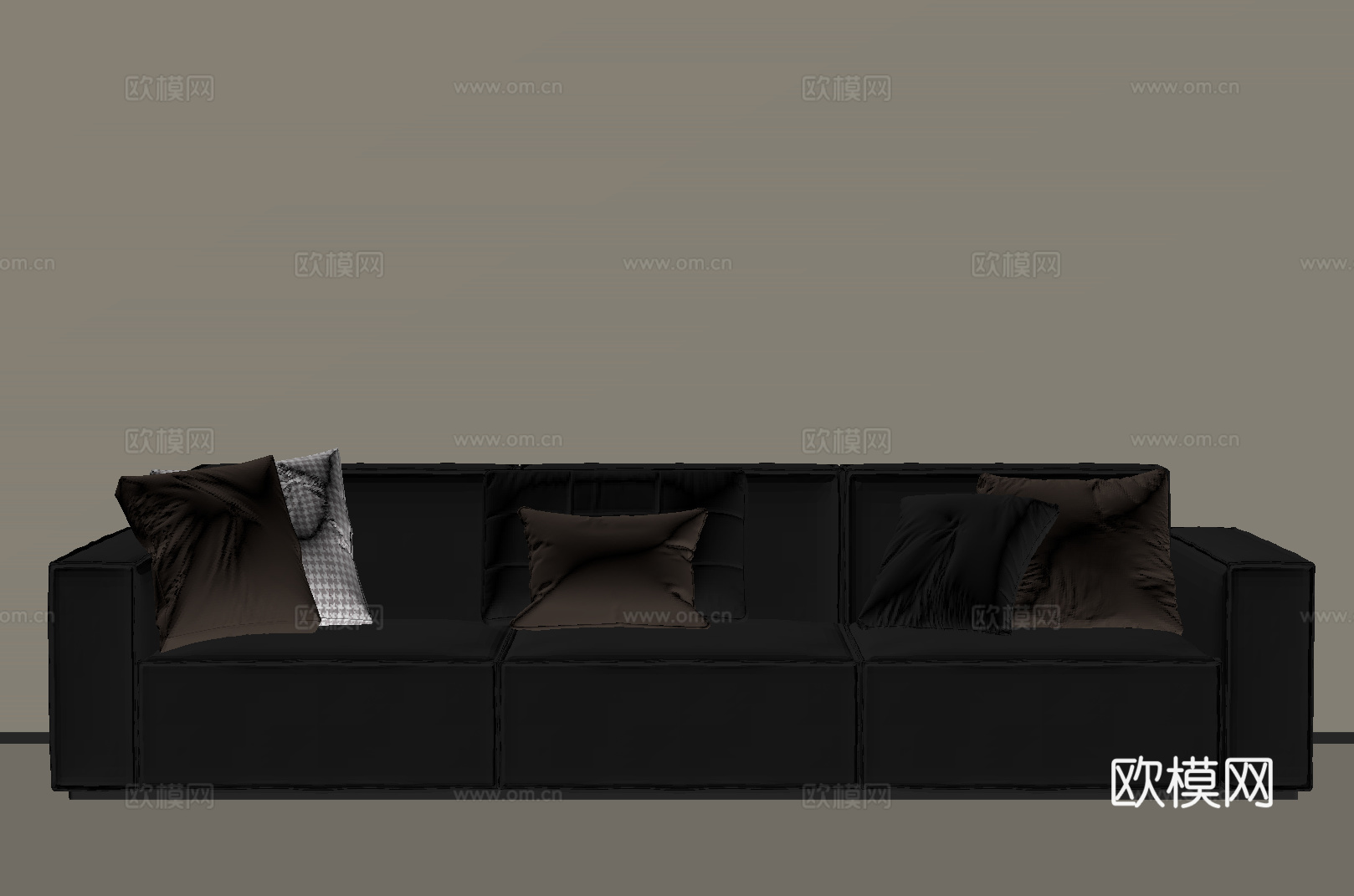 现代意式沙发 三人沙发su模型