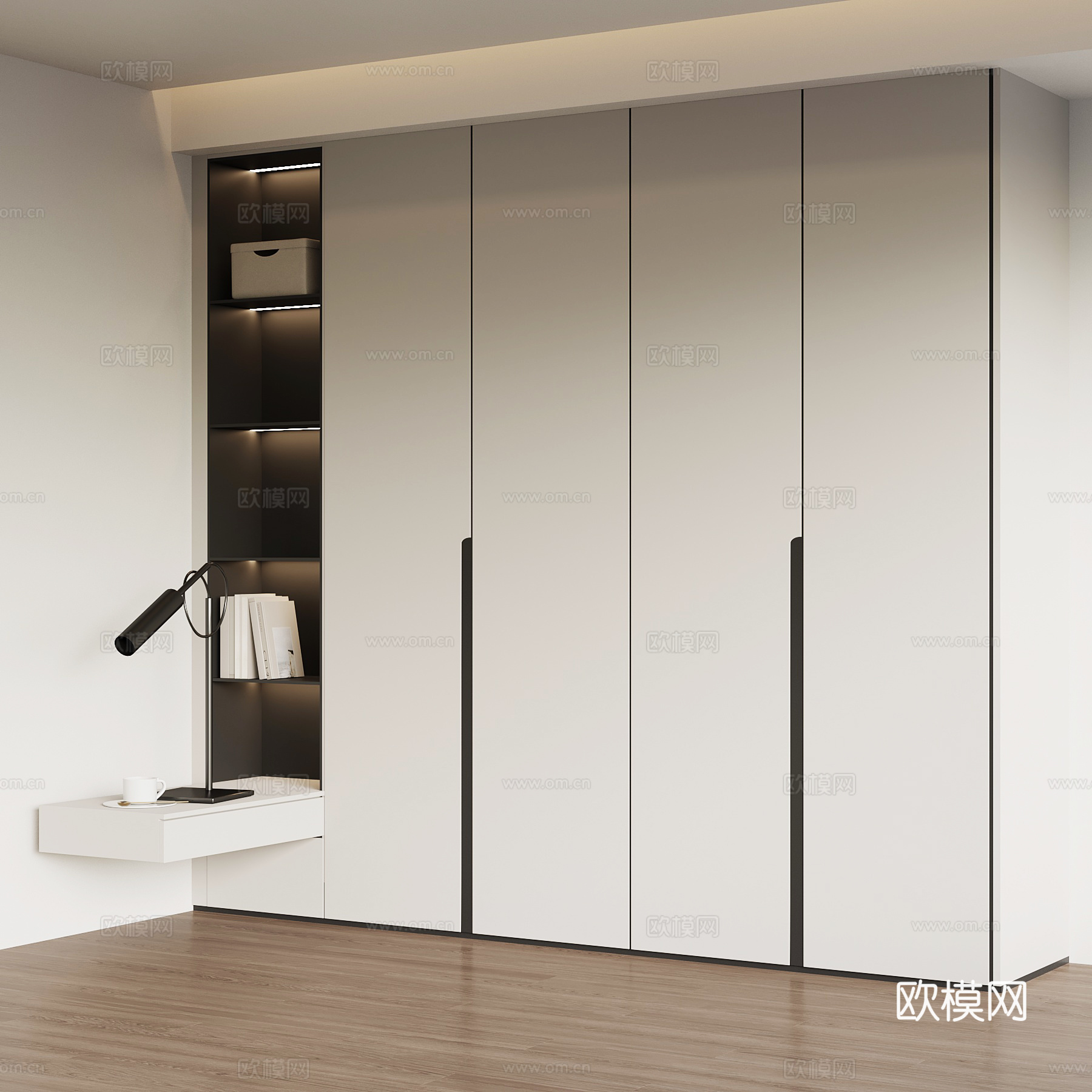 现代意式衣柜su模型