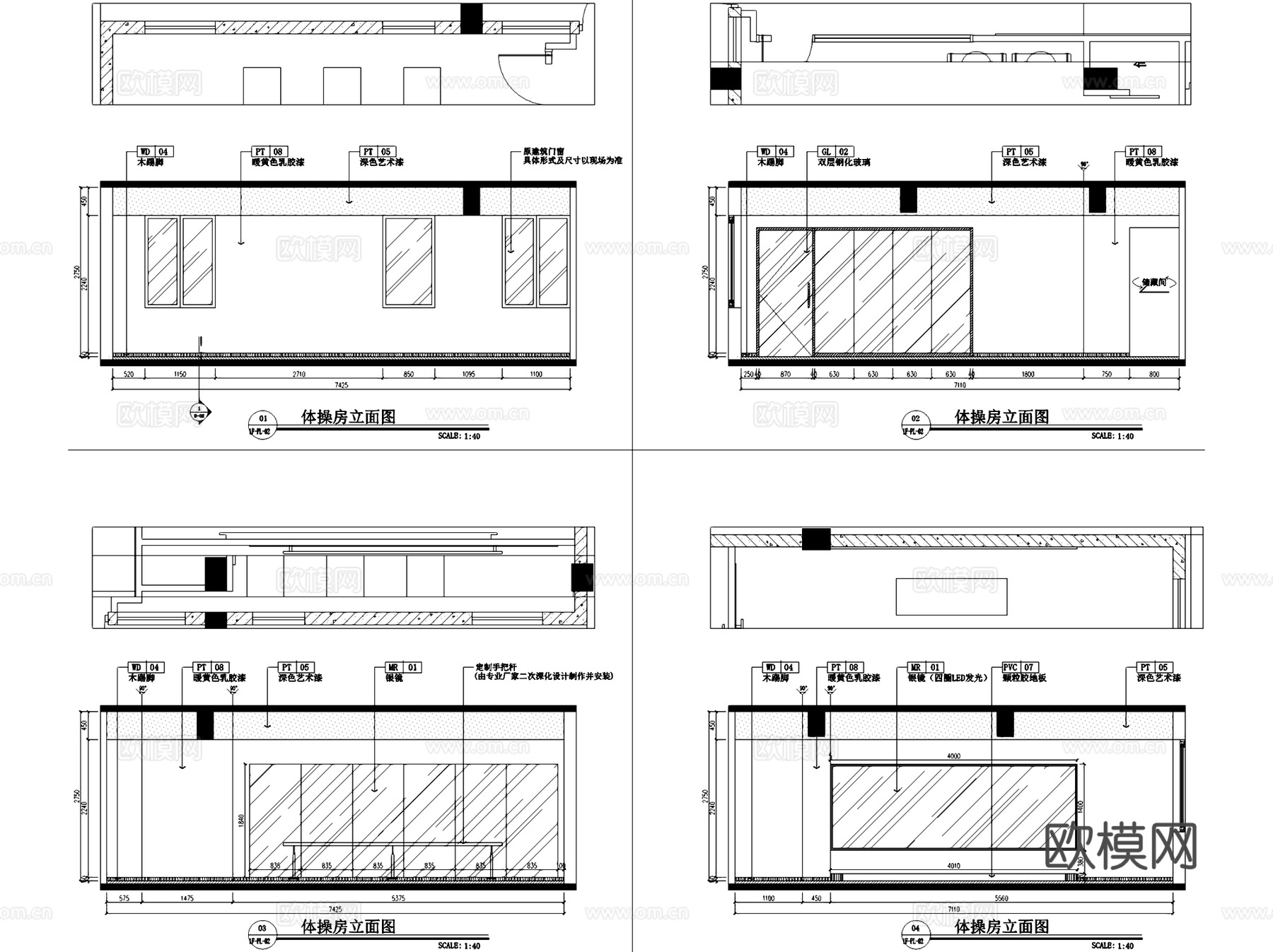 JR Fitness 二层健身房室内工装CAD施工图cad施工图