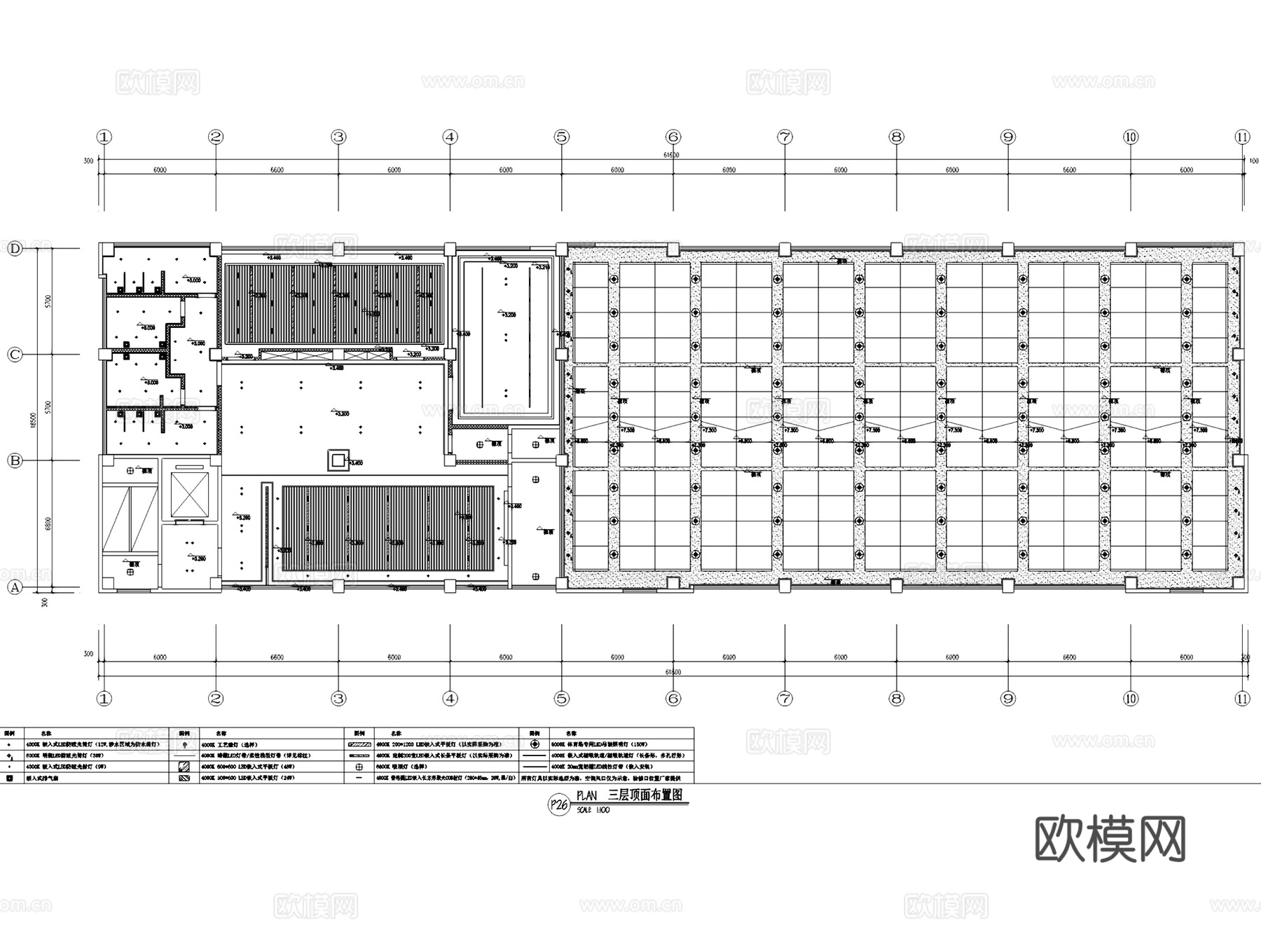 三层运动会所健身房室内工装平面系统图CAD施工图cad施工图