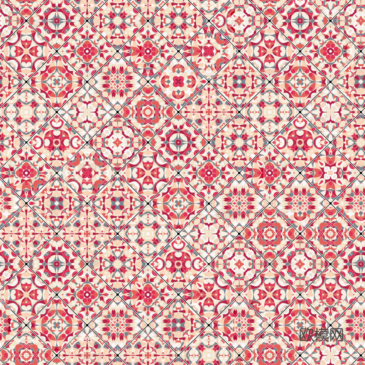 复古艺术几何图案瓷砖花砖11