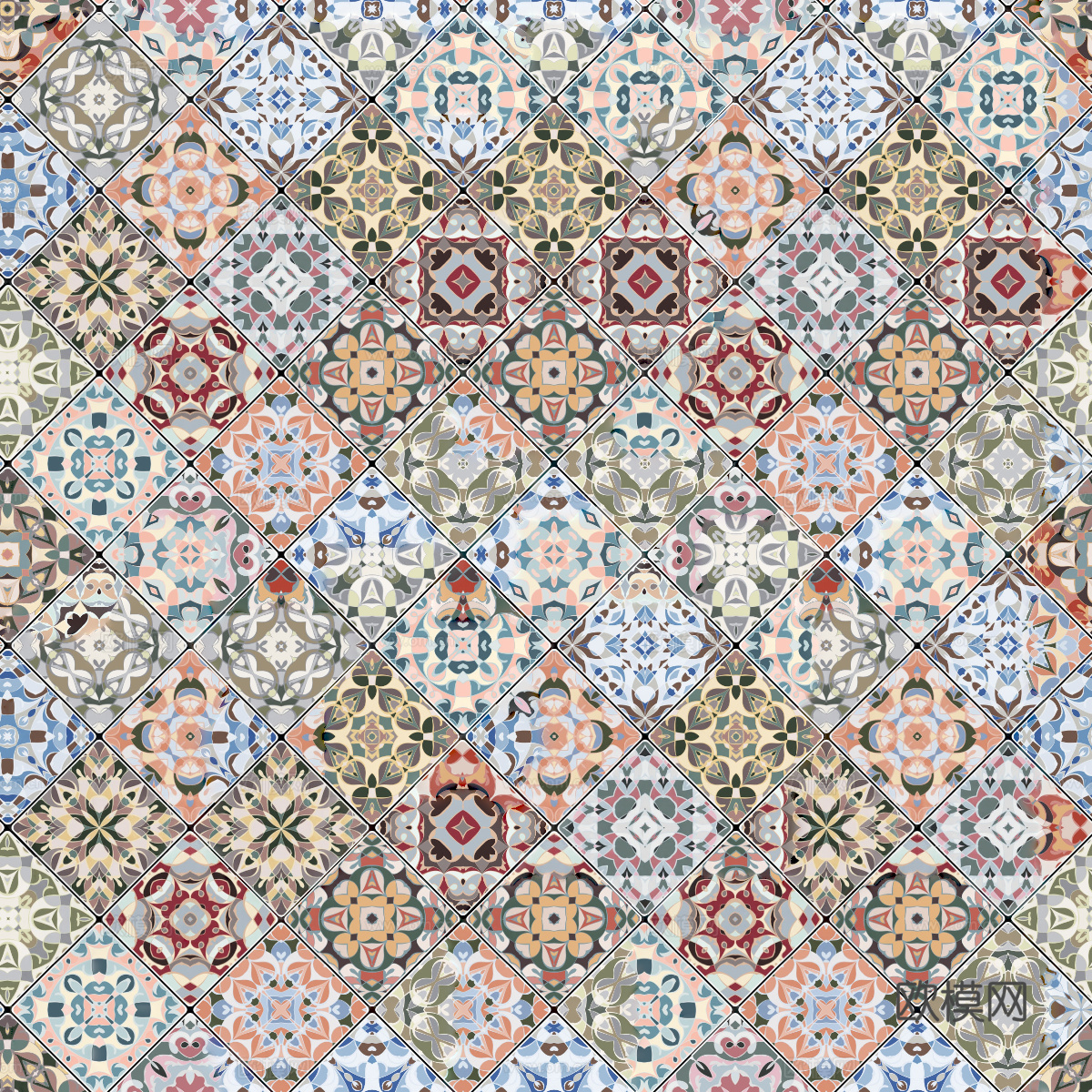 复古艺术几何图案瓷砖花砖12