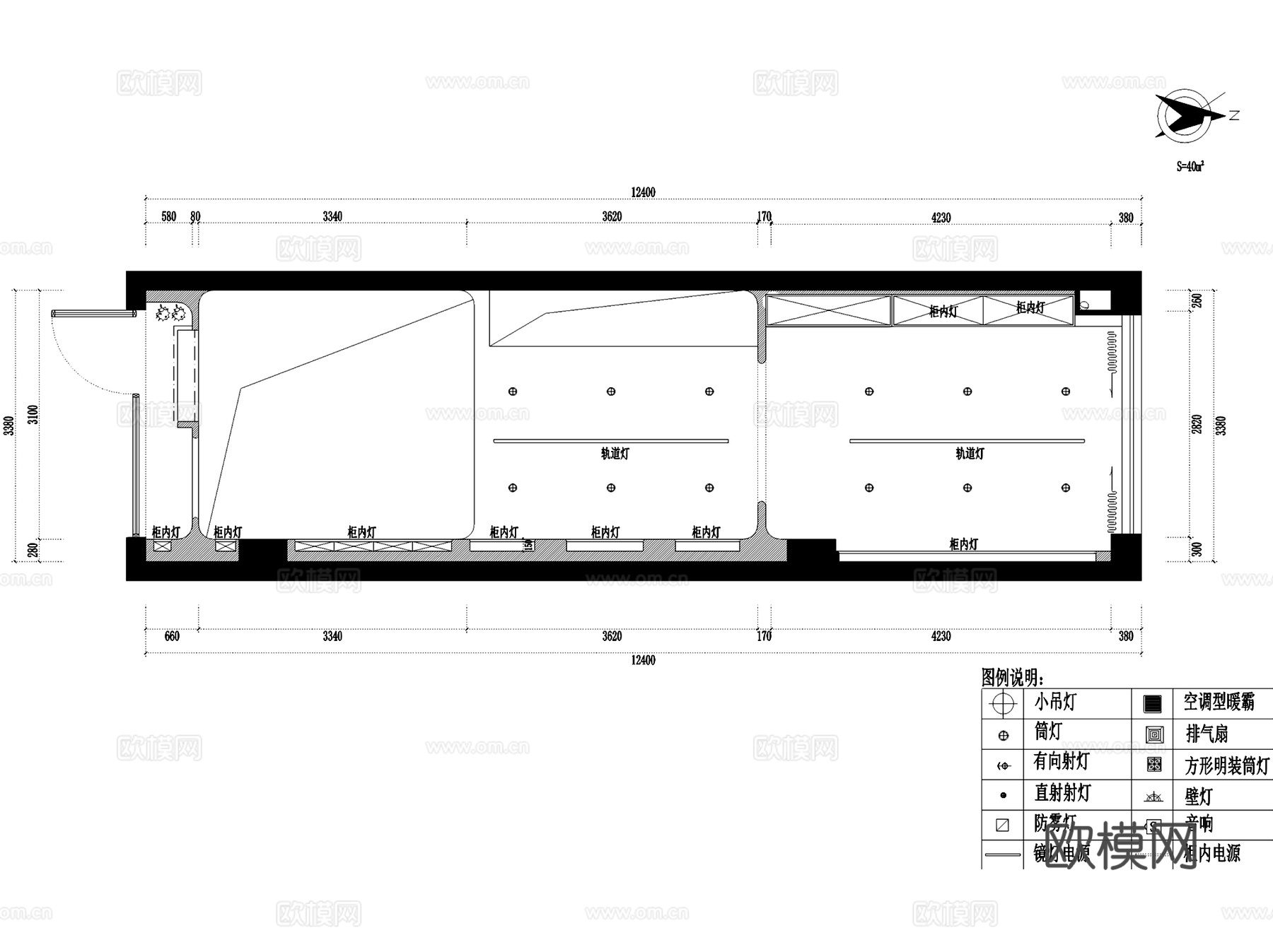 东兰路奶油风美甲店室内工装CAD施工图cad施工图