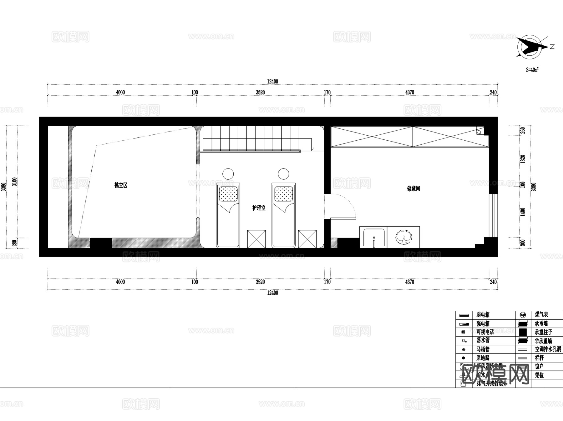 东兰路奶油风美甲店室内工装CAD施工图cad施工图