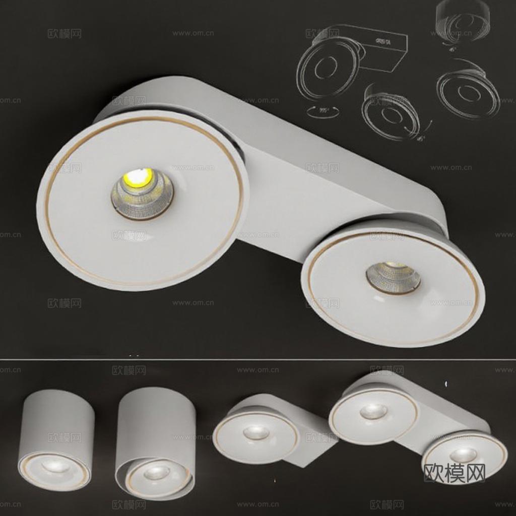 LED轨道吊灯 现代简约可调光灯具设计 金属材质科技照明 家居商用多形态组合灯具结构解析免费3d模型下载